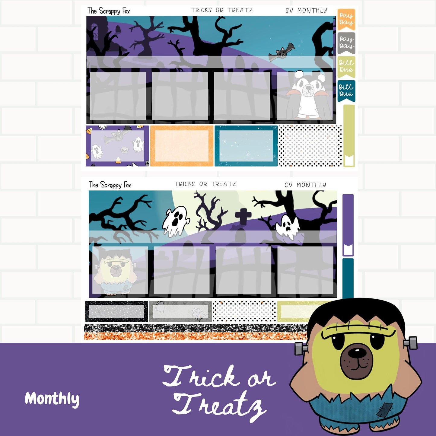 Tricks or Treatz Standard Vertical Monthly Planner Kit