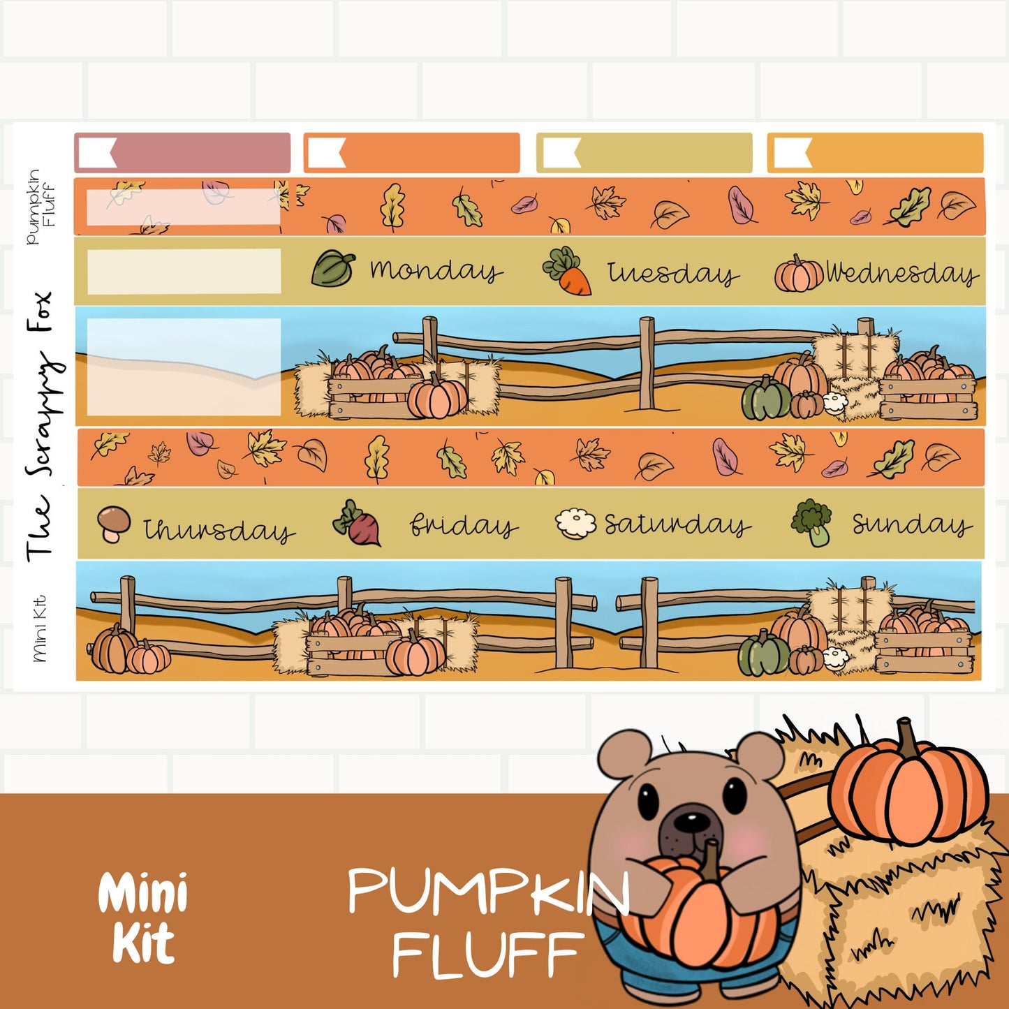 Pumpkin Fluff Standard Vertical Weekly Sticker Kit
