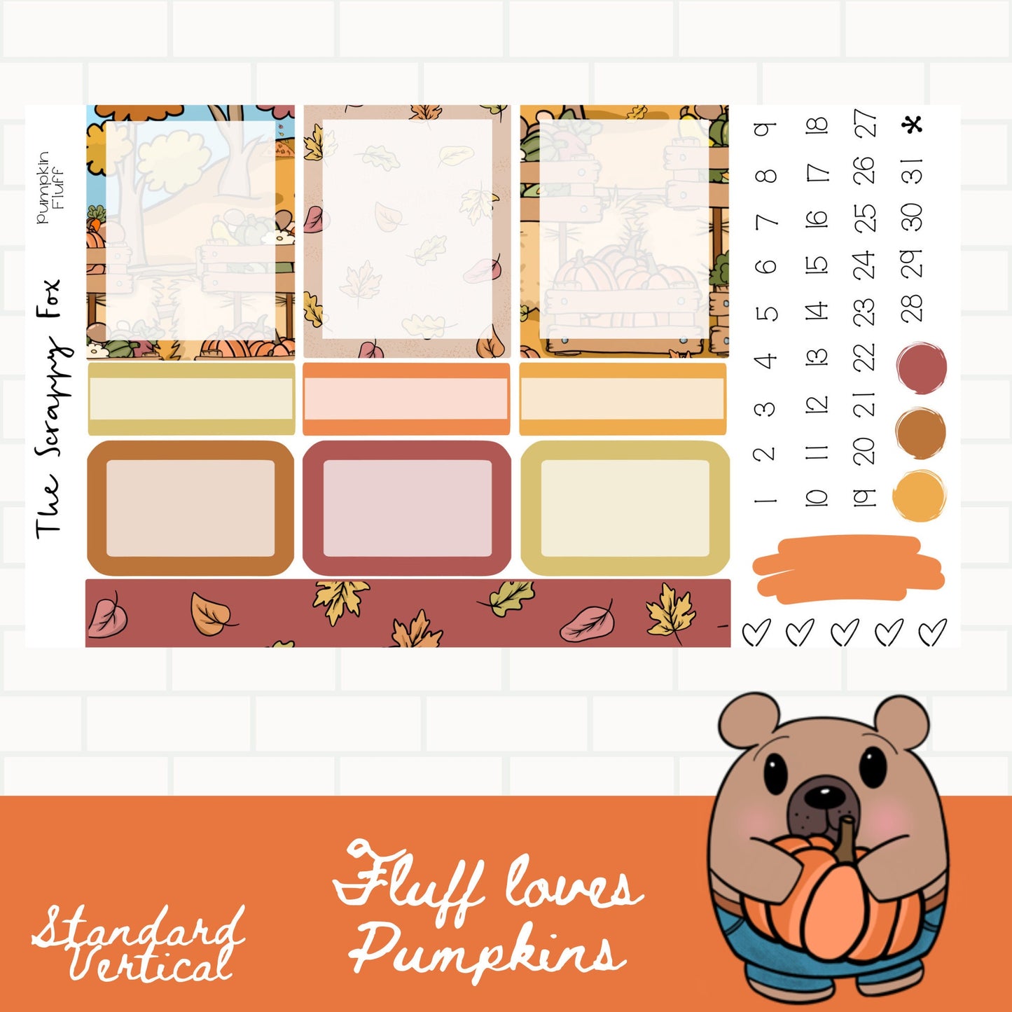 Fluff Loves Pumpkins Standard Vertical Weekly Sticker Kit