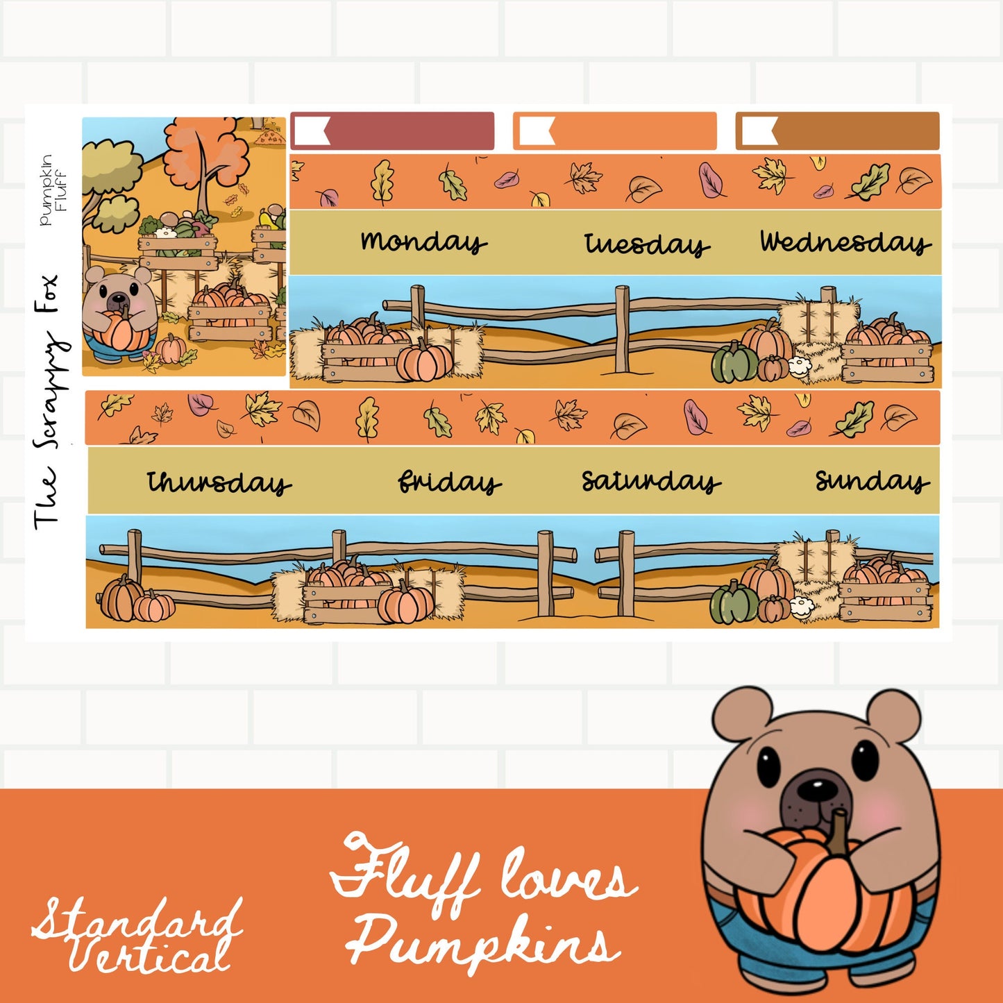 Fluff Loves Pumpkins Standard Vertical Weekly Sticker Kit