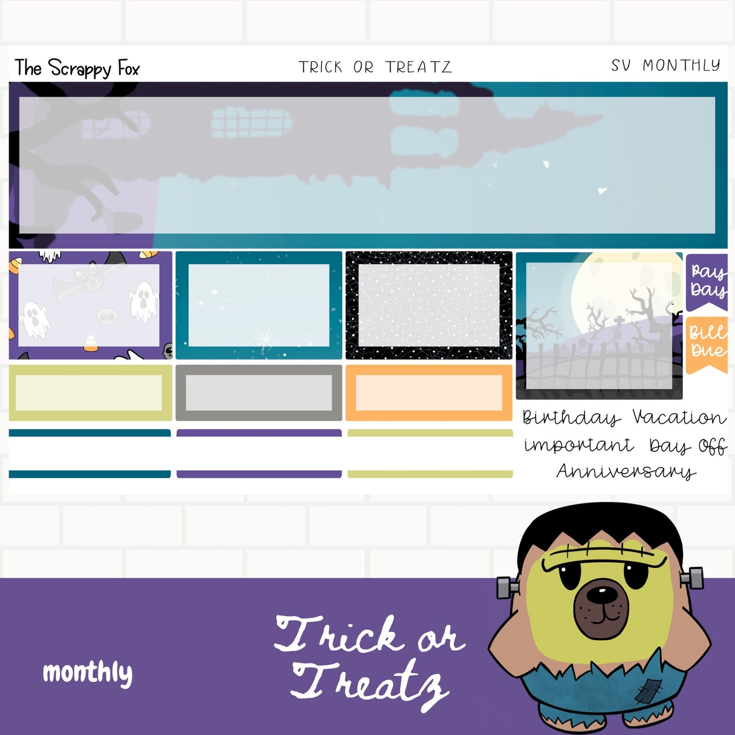 Tricks or Treatz Standard Vertical Monthly Planner Kit