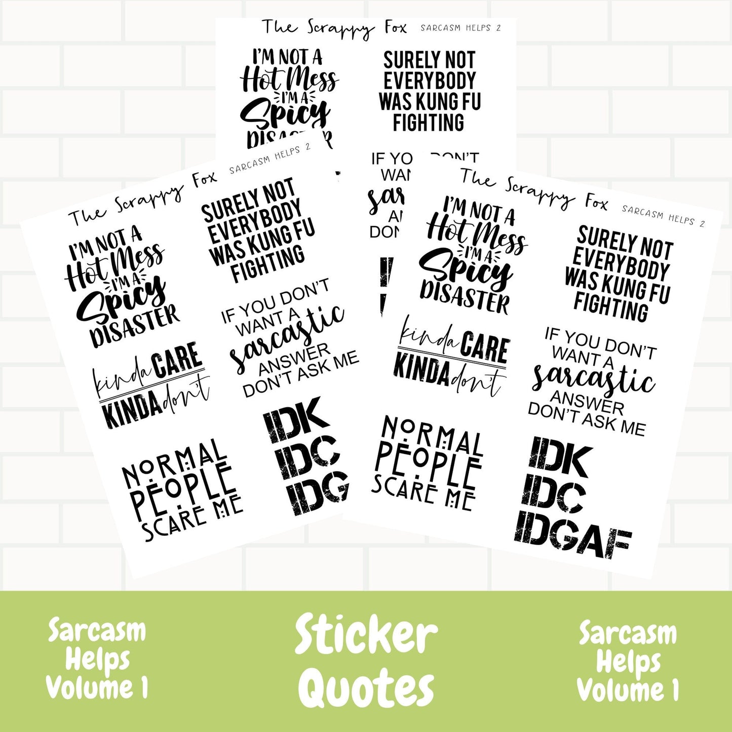 Sarcasm Helps Vol 2 Quote Sheet