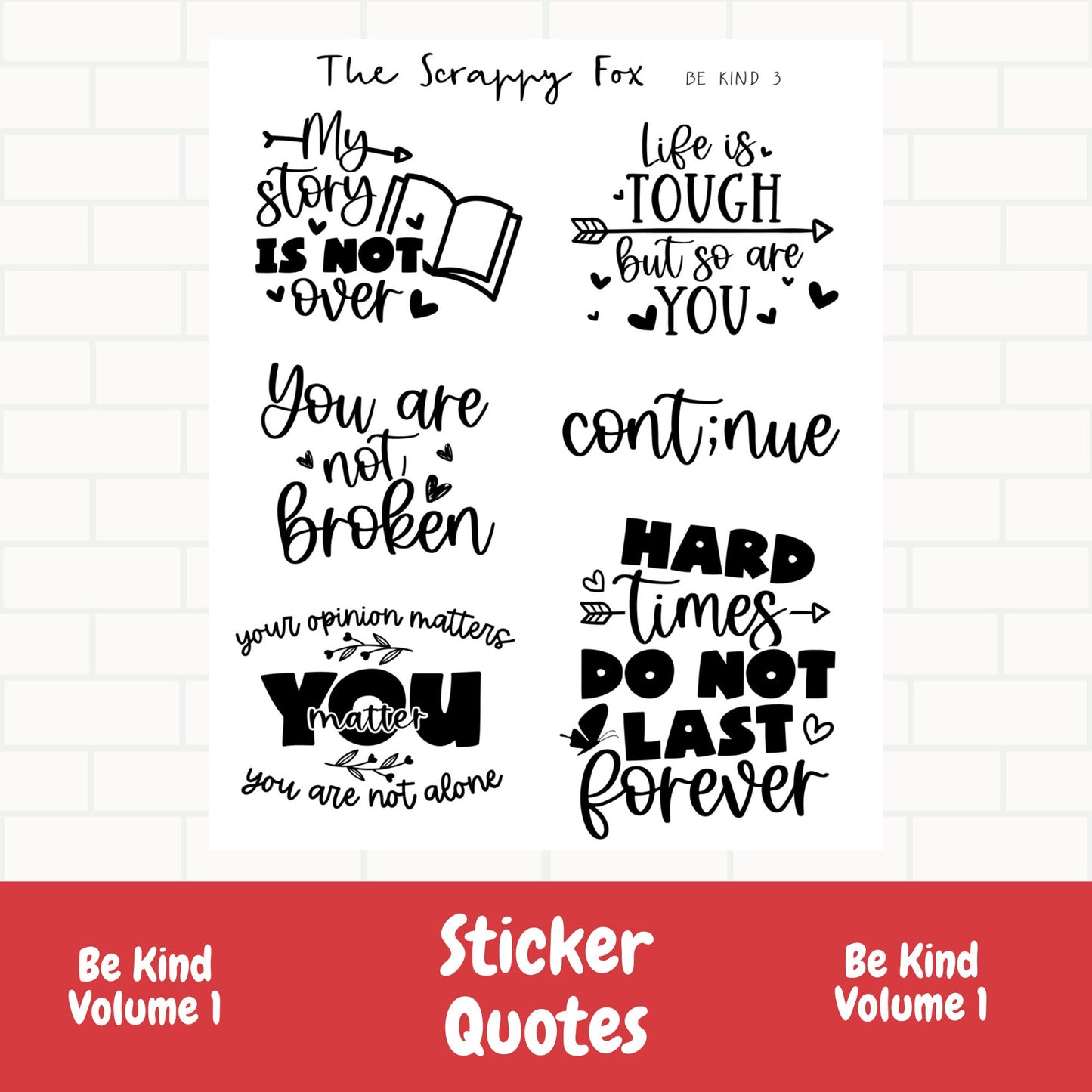 Be Kind Vol 3 Quote Sheet