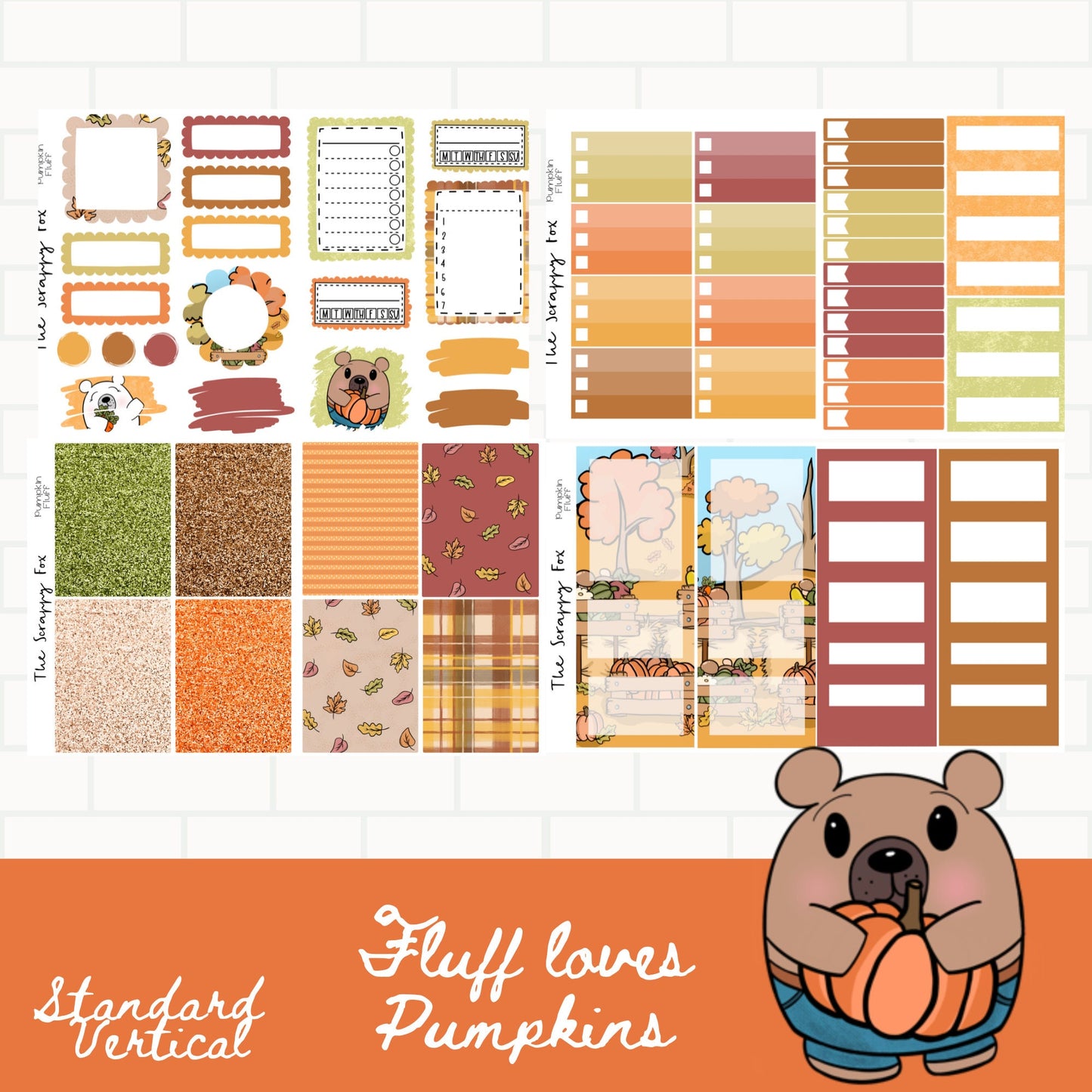 Fluff Loves Pumpkins Standard Vertical Weekly Sticker Kit