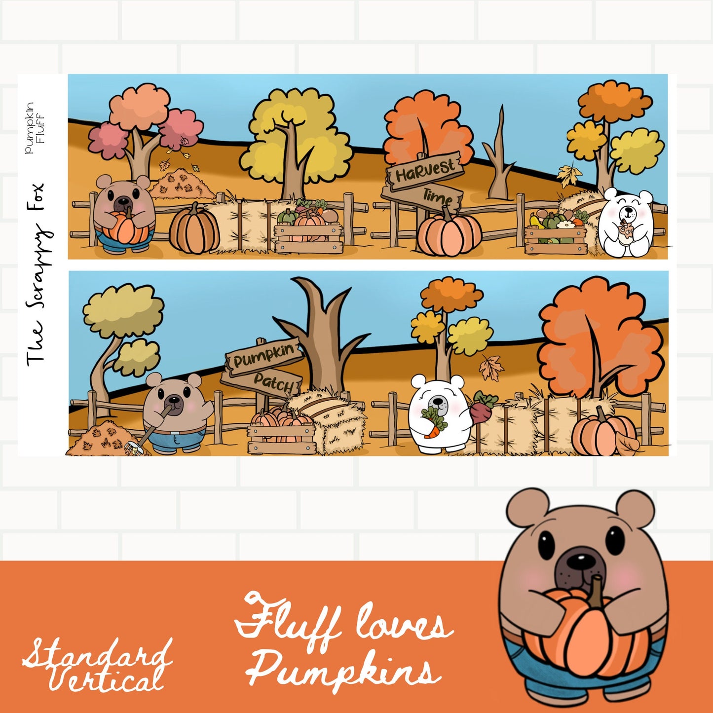 Fluff Loves Pumpkins Standard Vertical Weekly Sticker Kit
