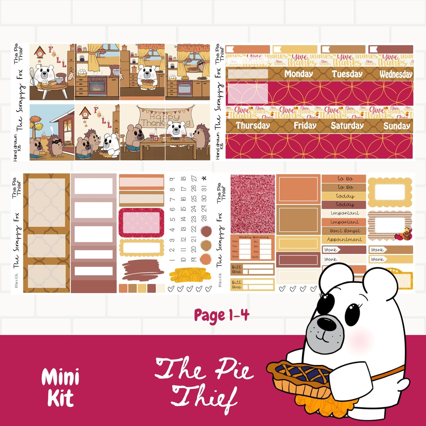 The Pie Thief Standard Vertical Weekly Mini Kit