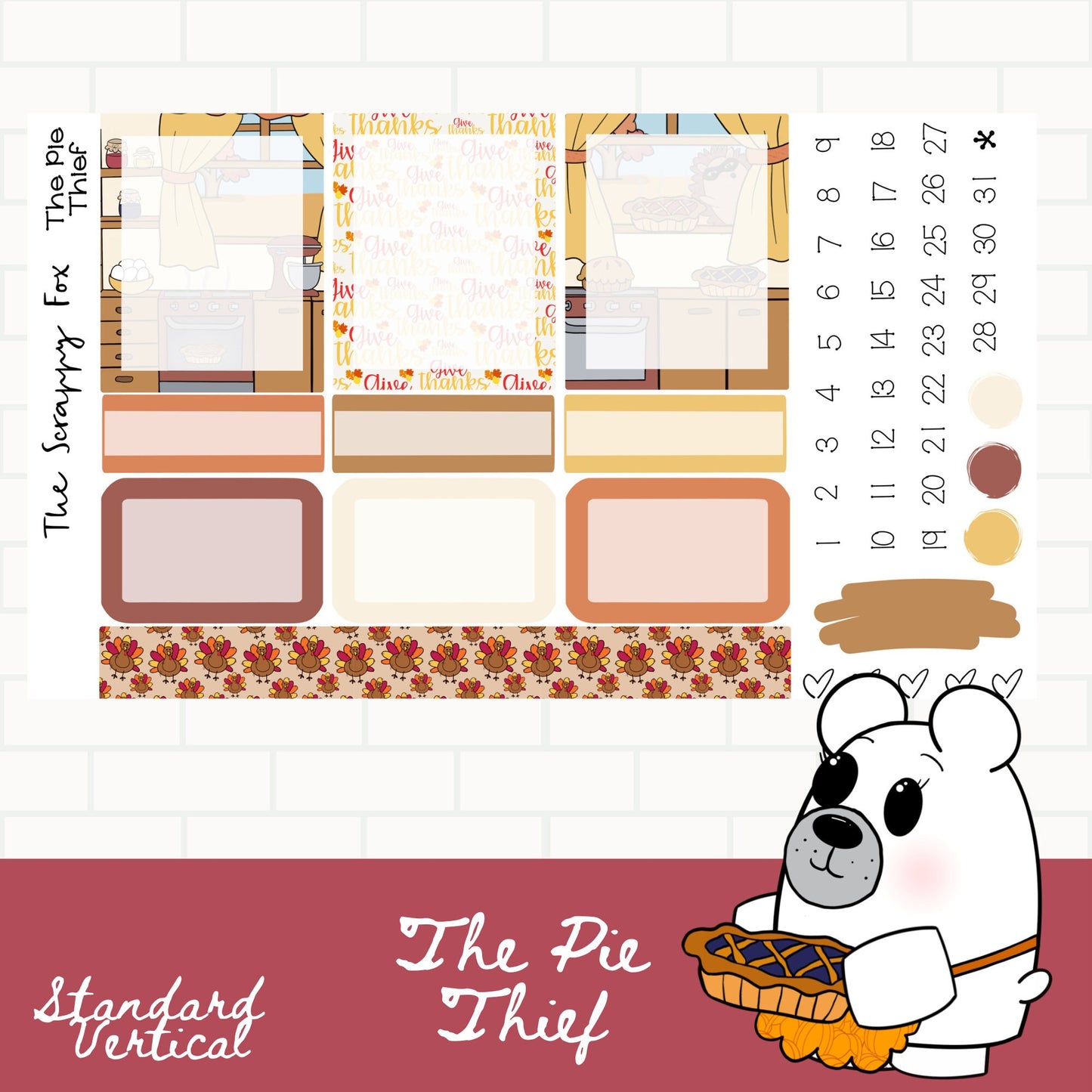 The Pie Thief Standard Vertical Weekly Sticker Kit