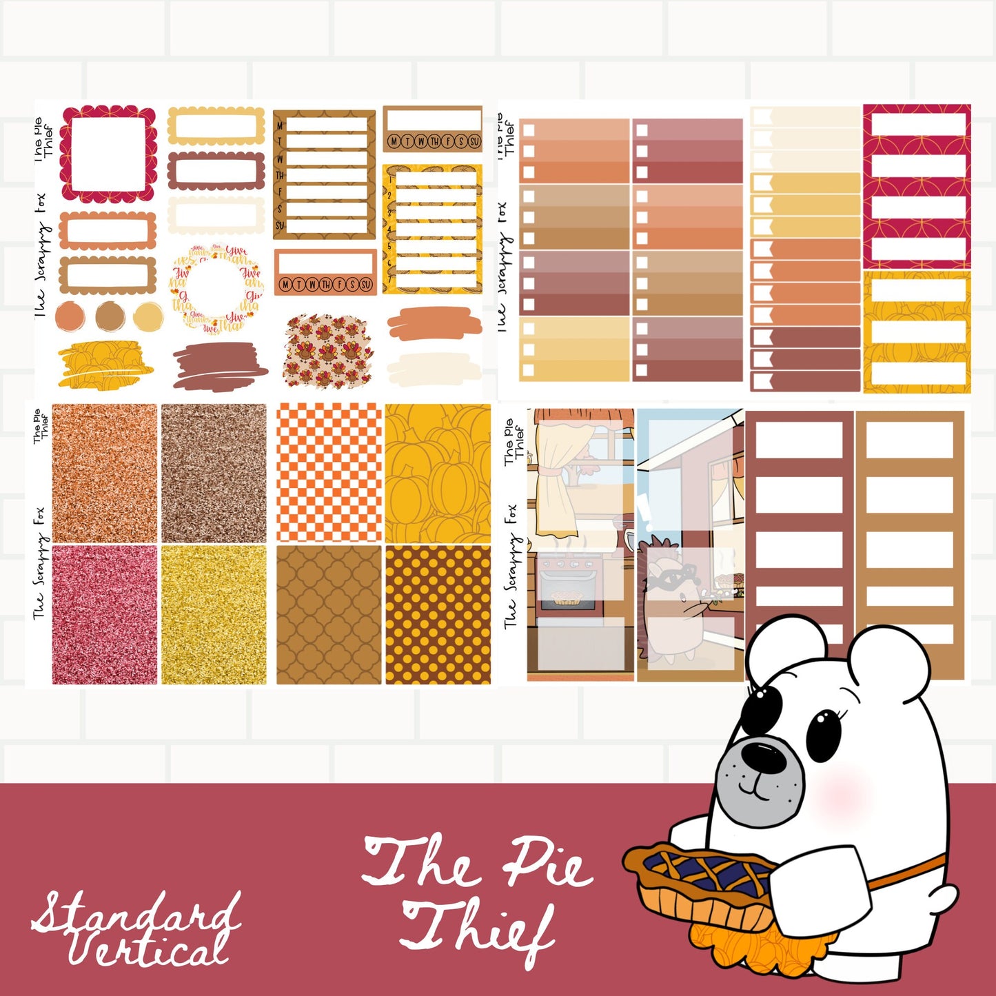 The Pie Thief Standard Vertical Weekly Sticker Kit