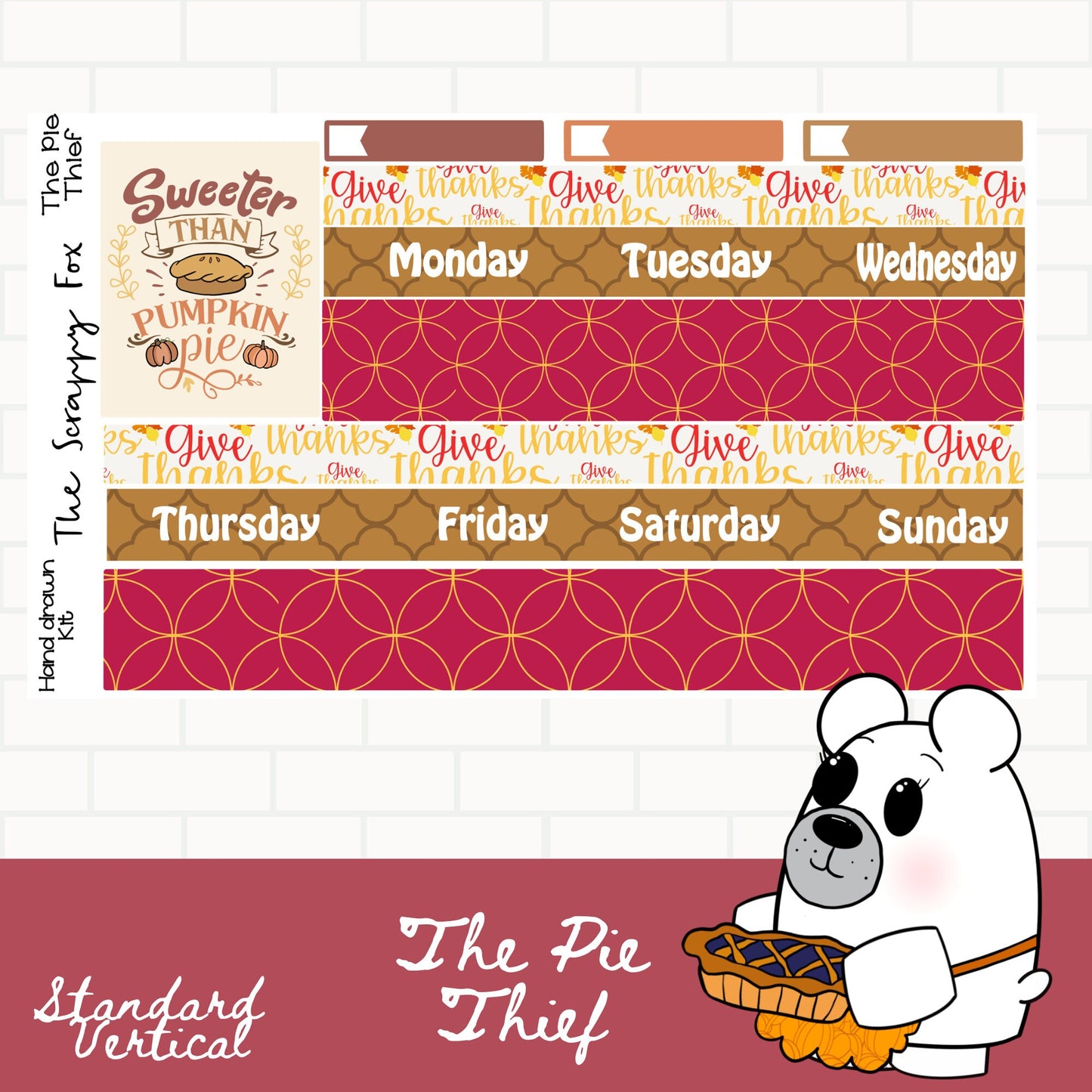 The Pie Thief Standard Vertical Weekly Sticker Kit