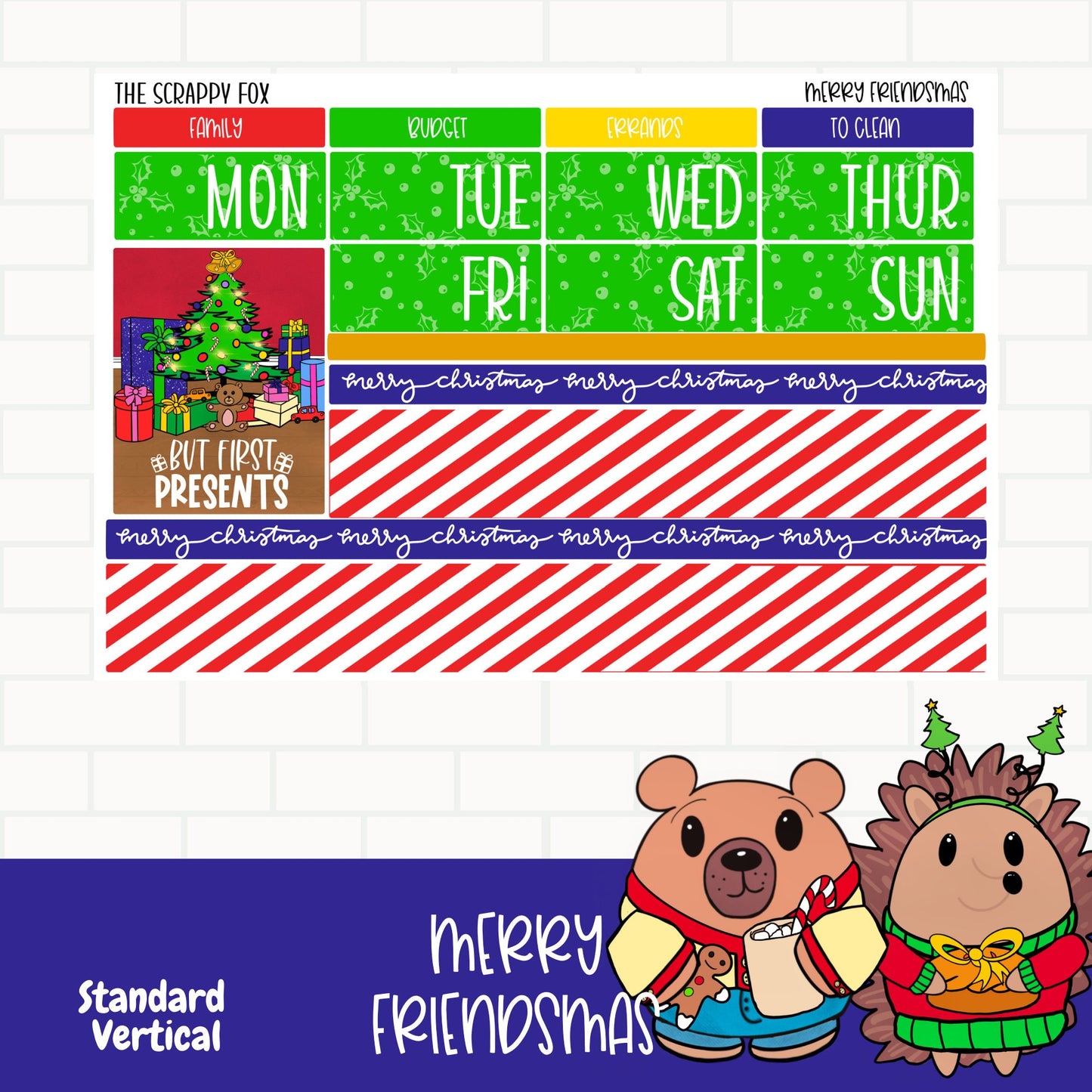 Merry Friendsmas Standard Vertical Weekly Sticker Kit