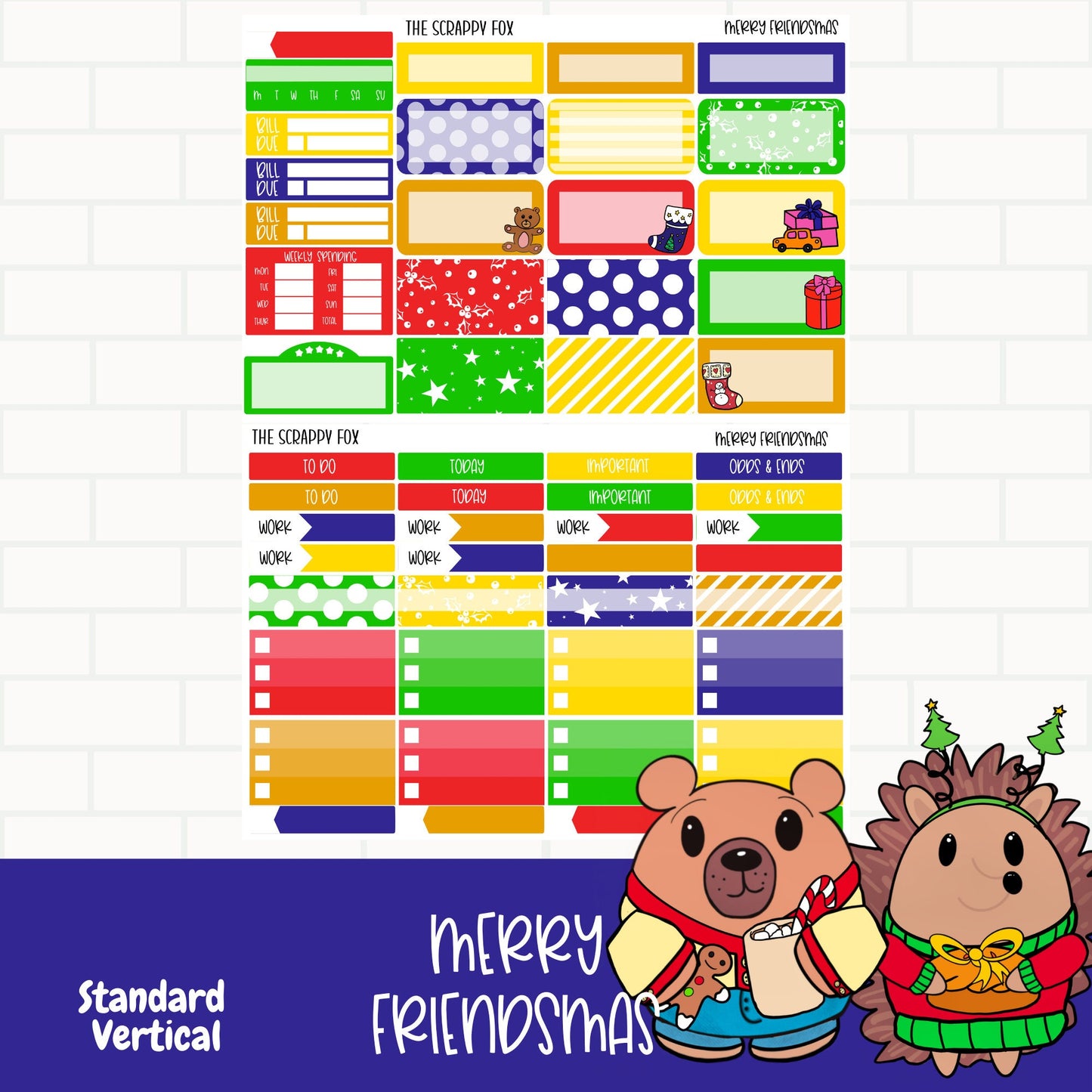 Merry Friendsmas Standard Vertical Weekly Sticker Kit