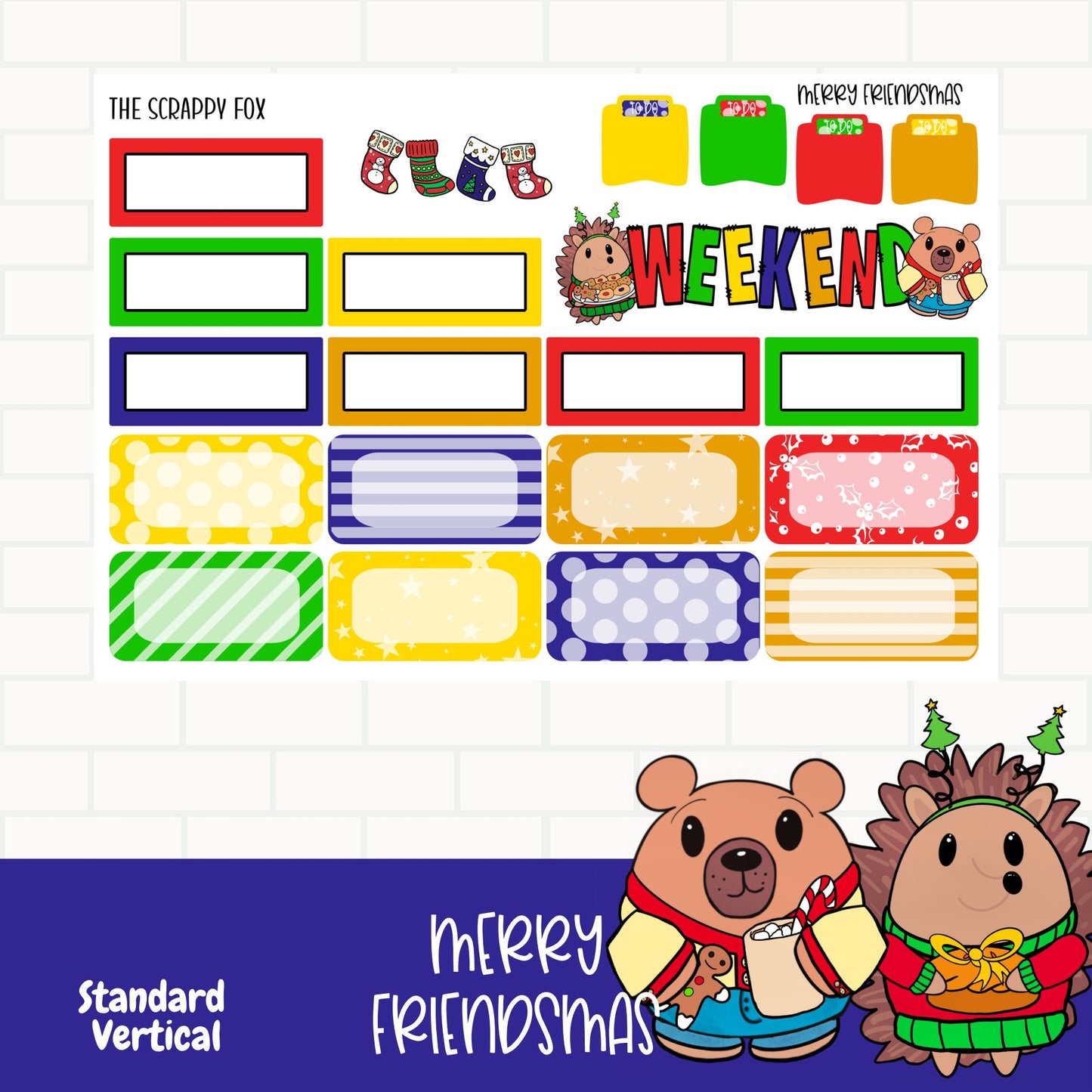 Merry Friendsmas Standard Vertical Weekly Sticker Kit