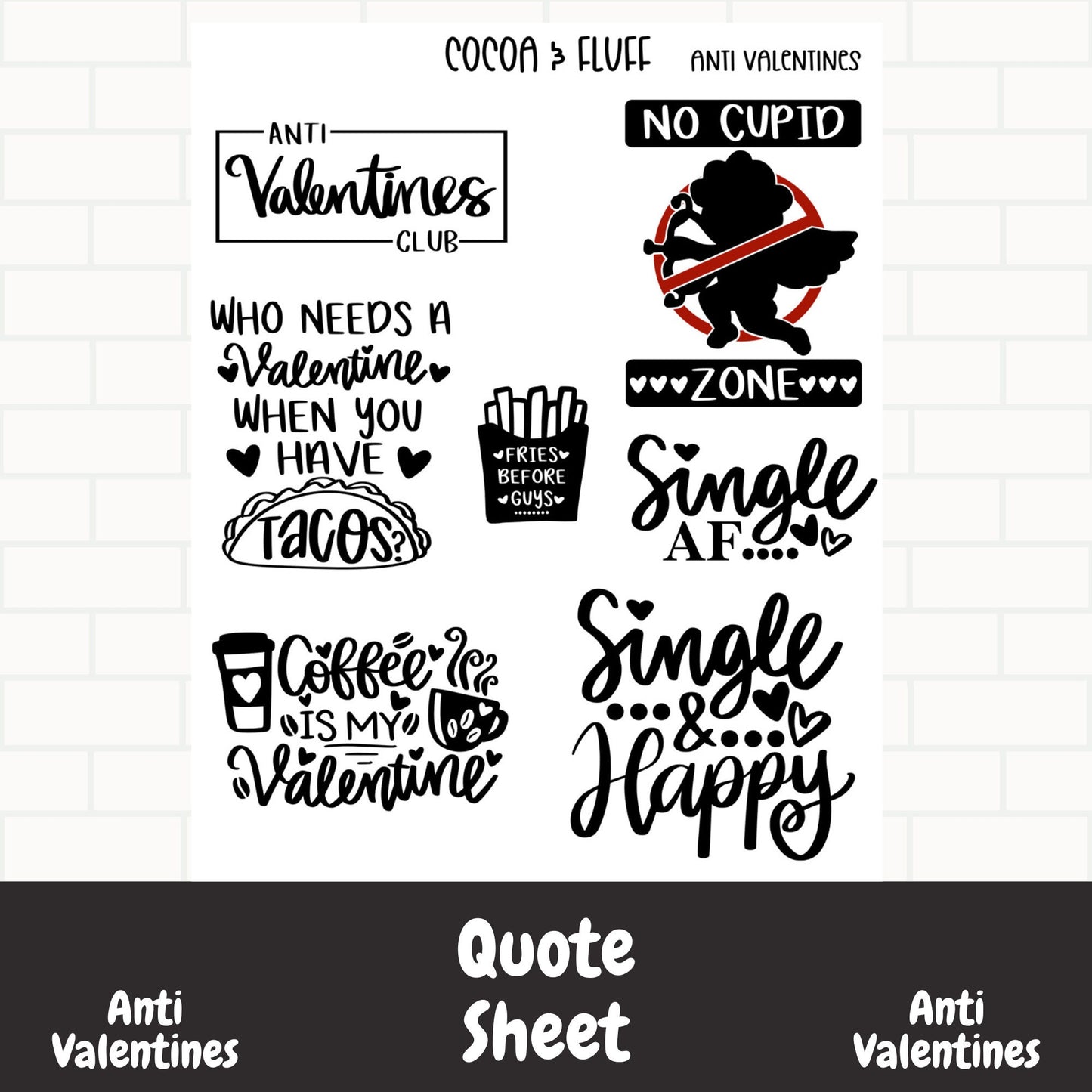 Anti Valentines Quote Sheet