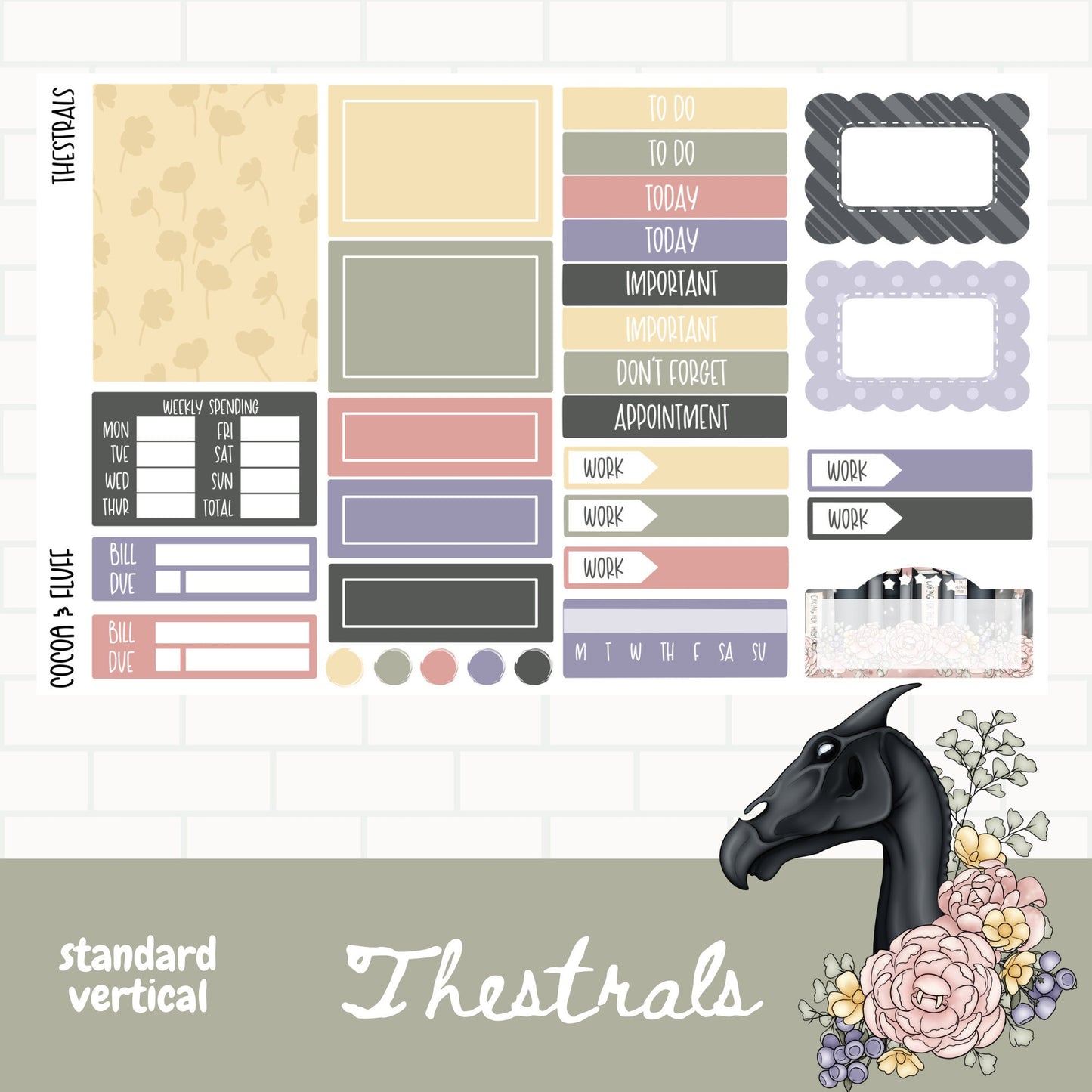 Magical Creatures Standard Vertical Weekly Planner Stickers