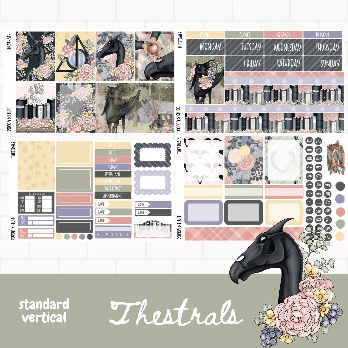 Magical Creatures Standard Vertical Weekly Planner Stickers