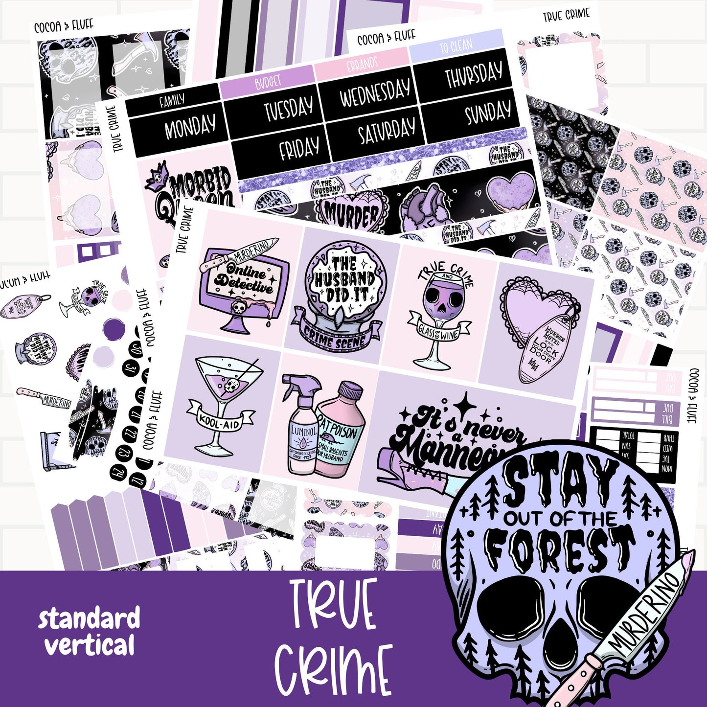 True Crime Standard Vertical Weekly Sticker Kit