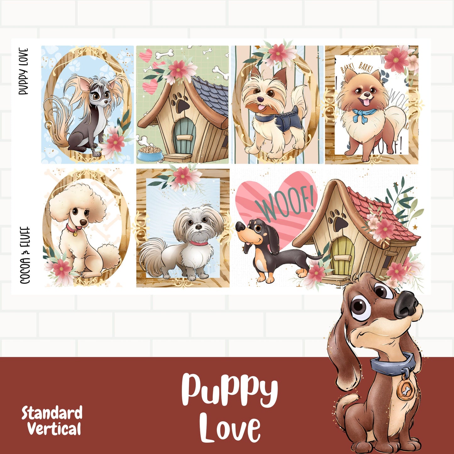 Puppy Love Standard Vertical Weekly Sticker Kit
