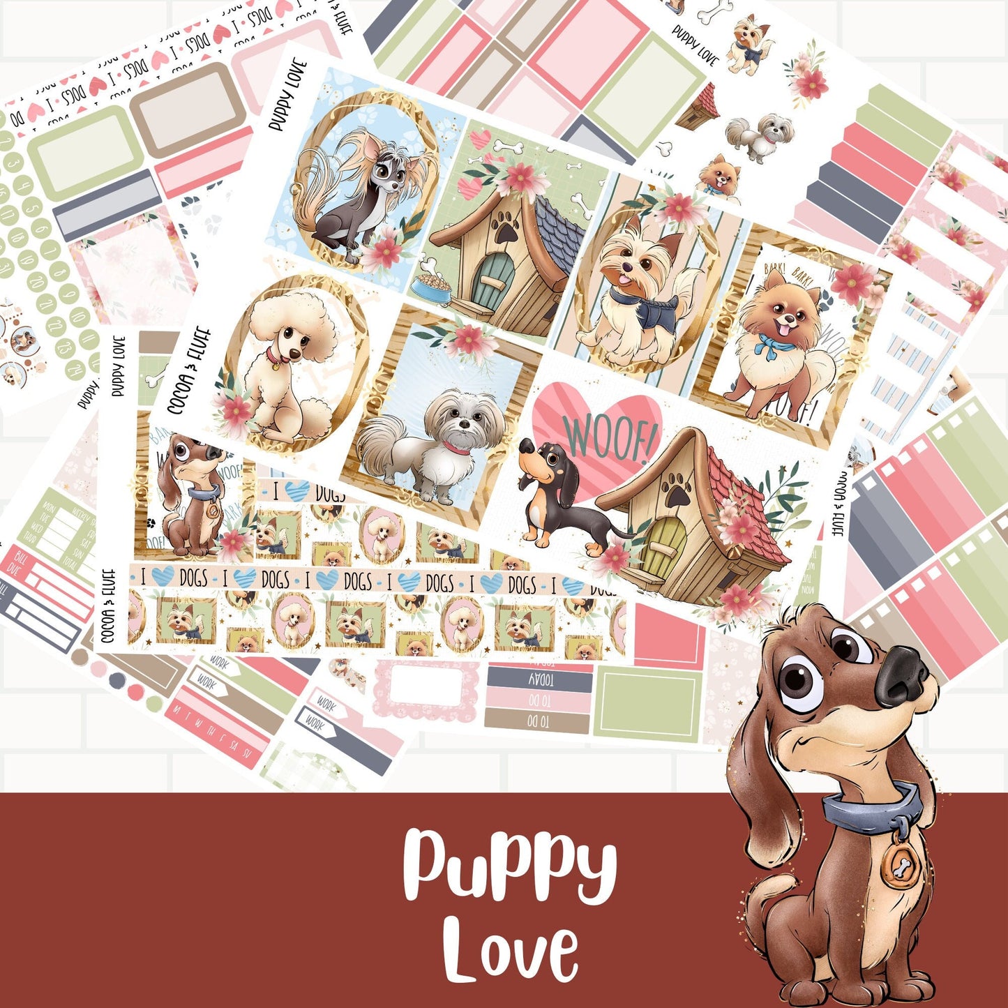 Puppy Love Standard Vertical Weekly Sticker Kit