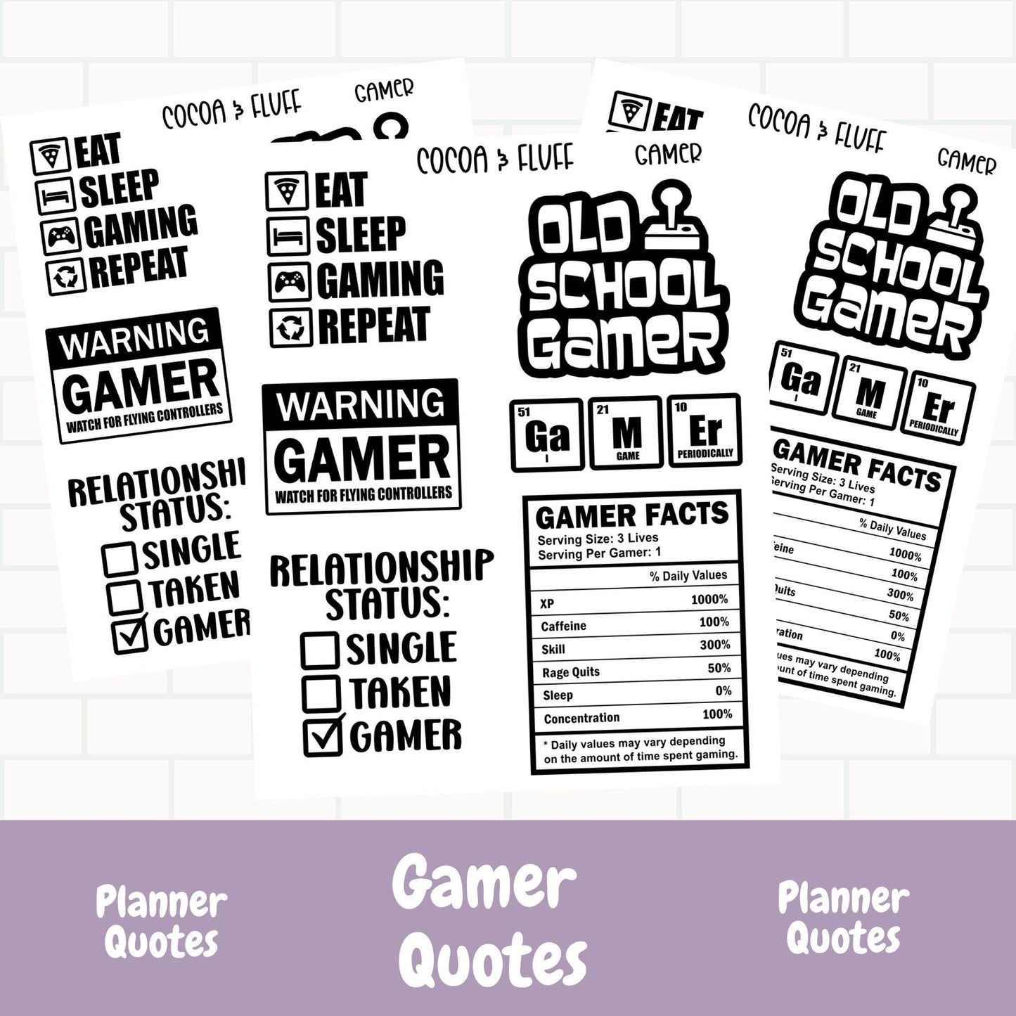 Gamer Quote Sheet