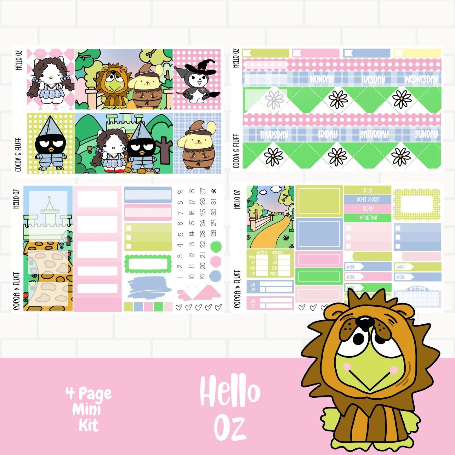 Hello Oz Standard Vertical Weekly Sticker kit