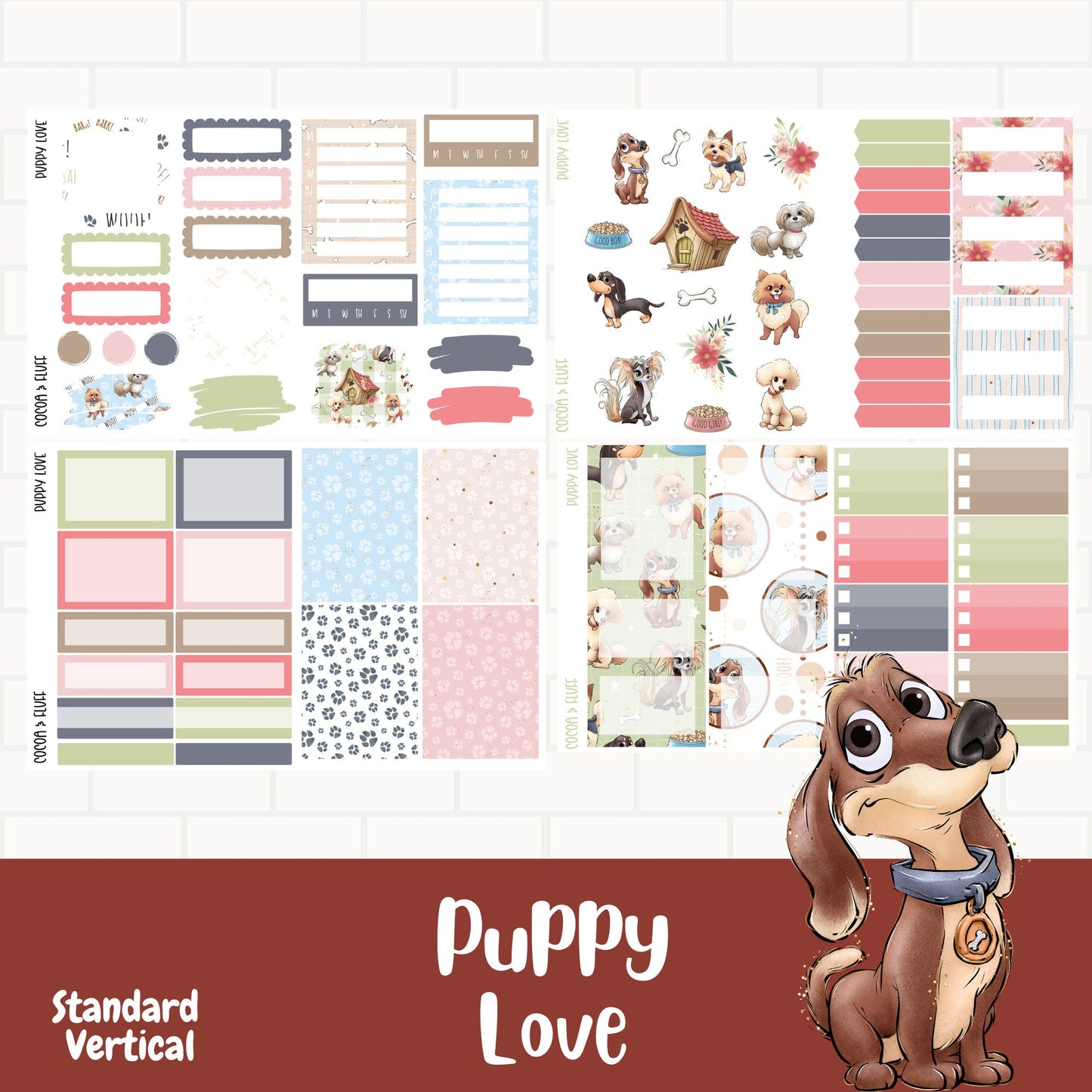 Puppy Love Standard Vertical Weekly Sticker Kit