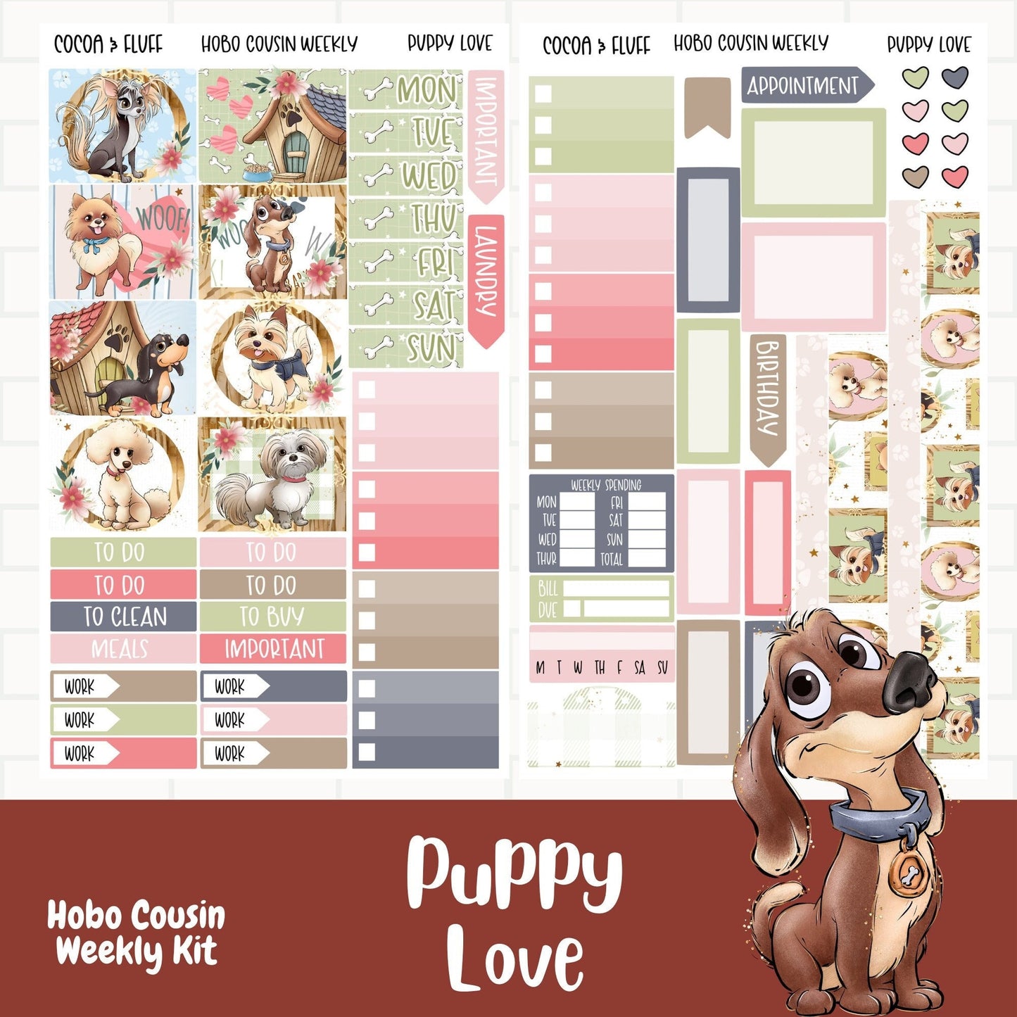 Puppy Love Hobo Cousin Weekly Sticker Kit