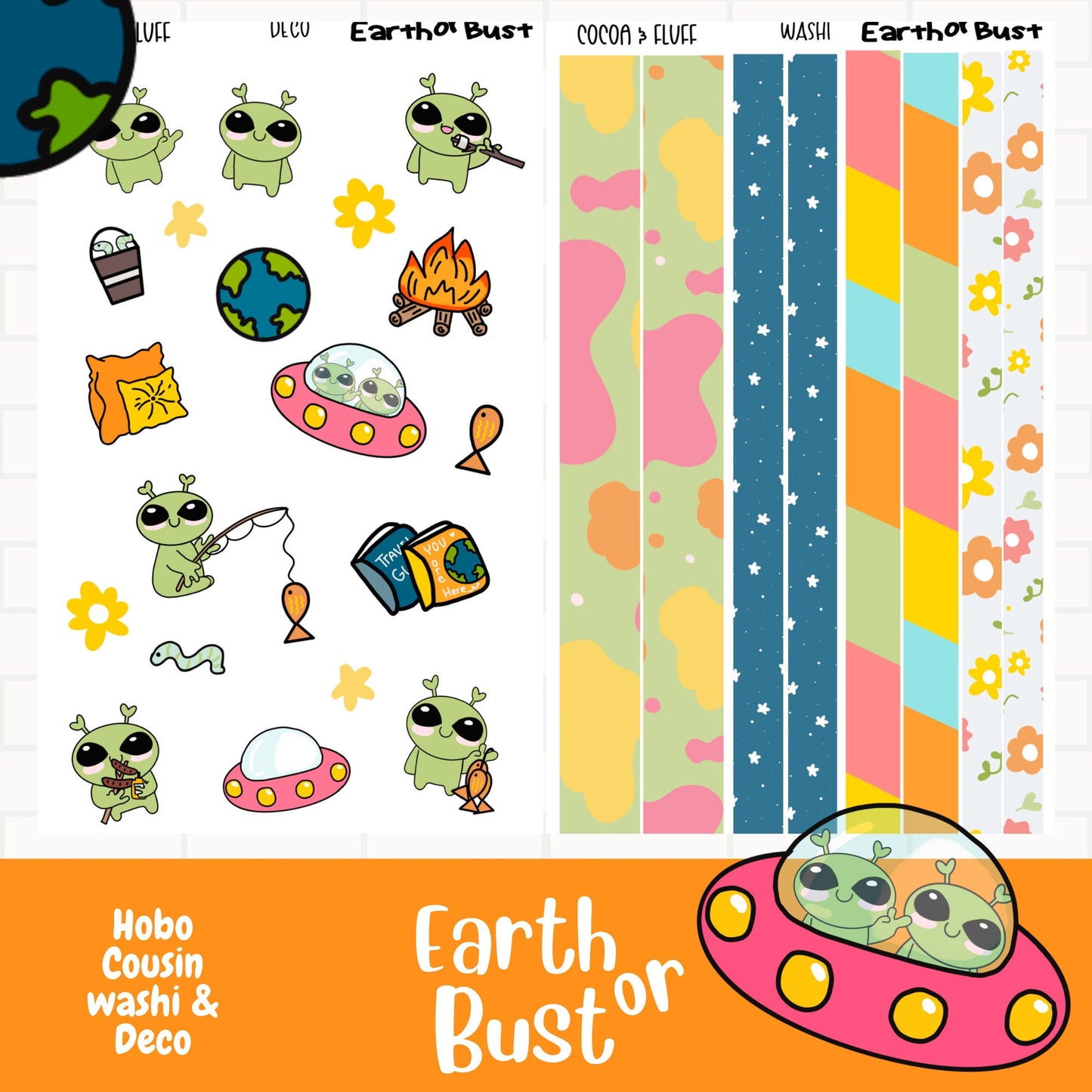 Earth or Bust Hobo Cousin Weekly Sticker Kit