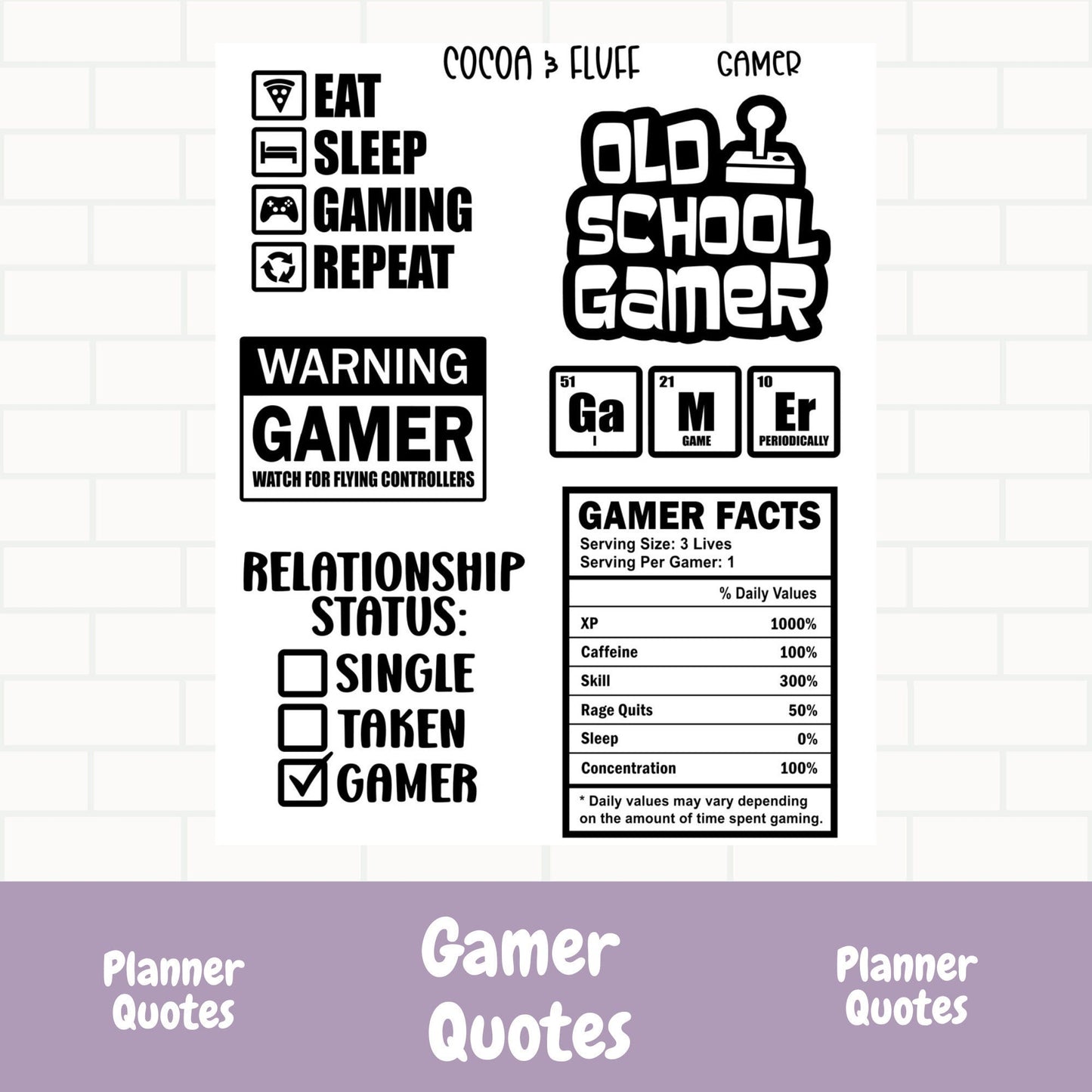 Gamer Quote Sheet