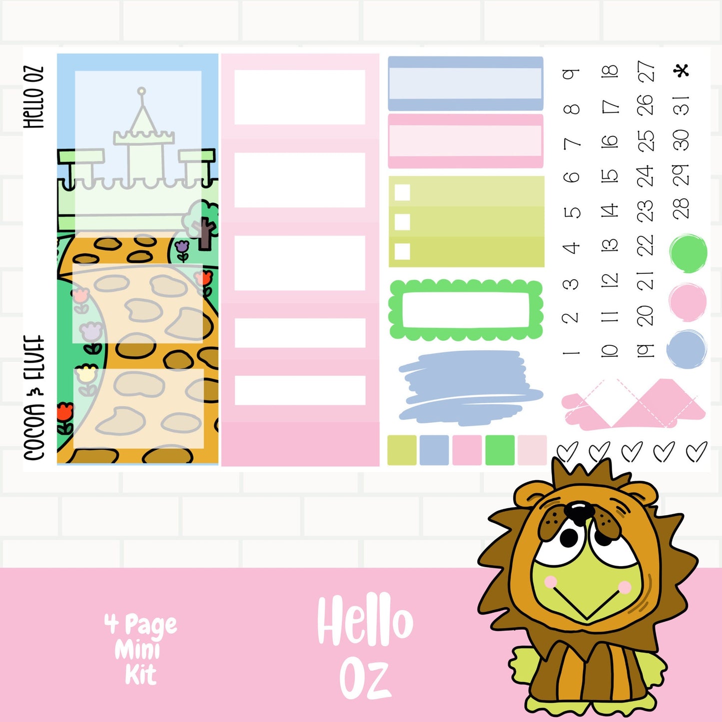 Hello Oz Standard Vertical Weekly Sticker kit