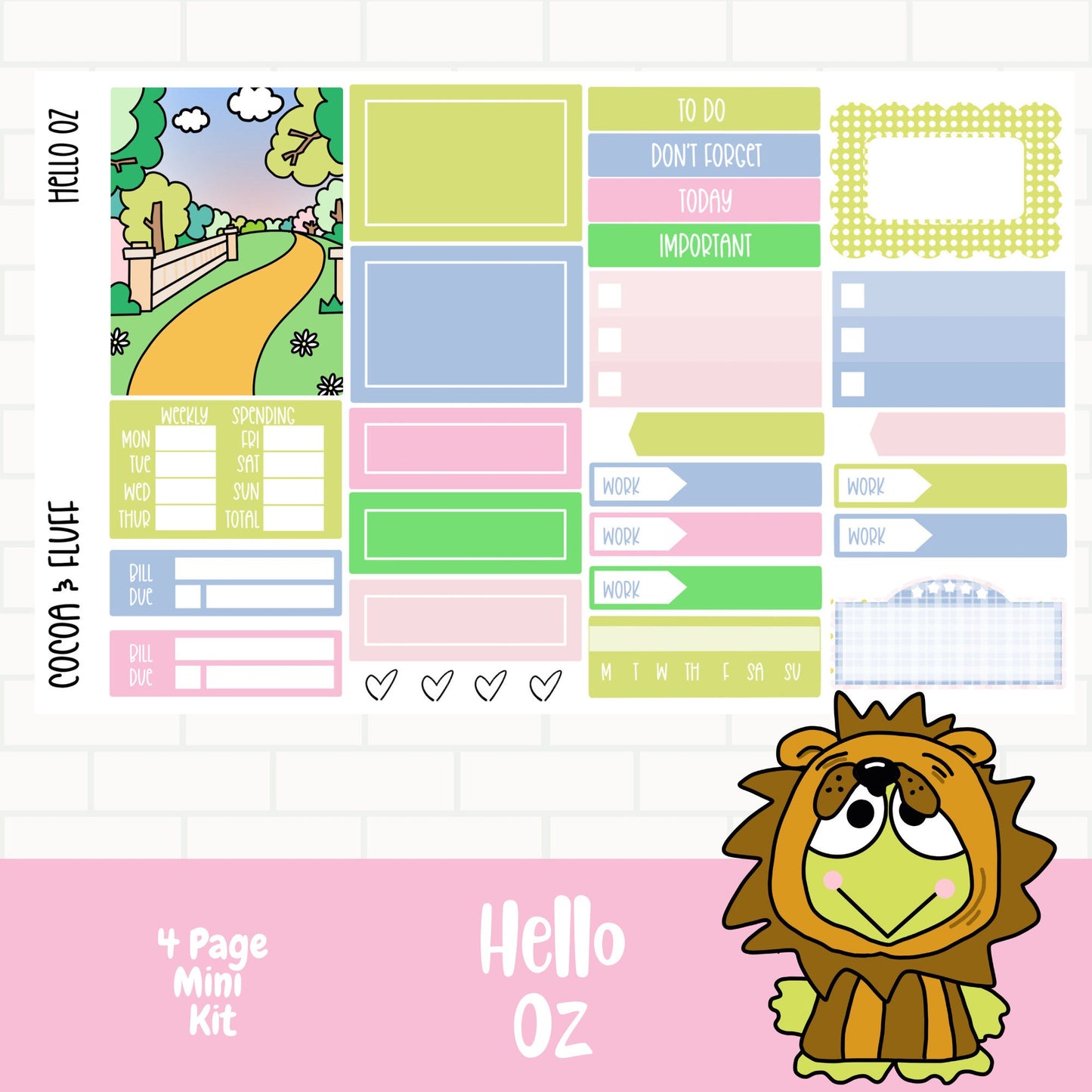 Hello Oz Standard Vertical Weekly Sticker kit