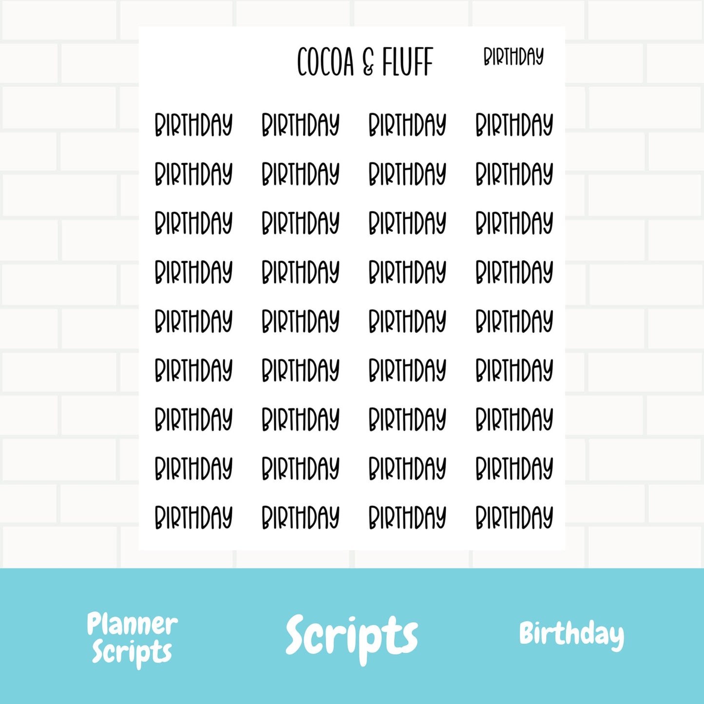 Birthday Script Stickers