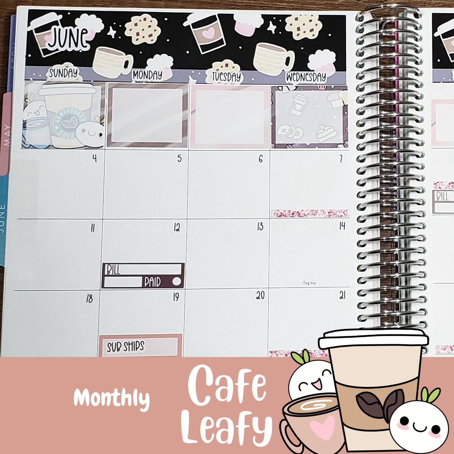 Cafe Leafy Standard Vertical Monthly Sticker Kit