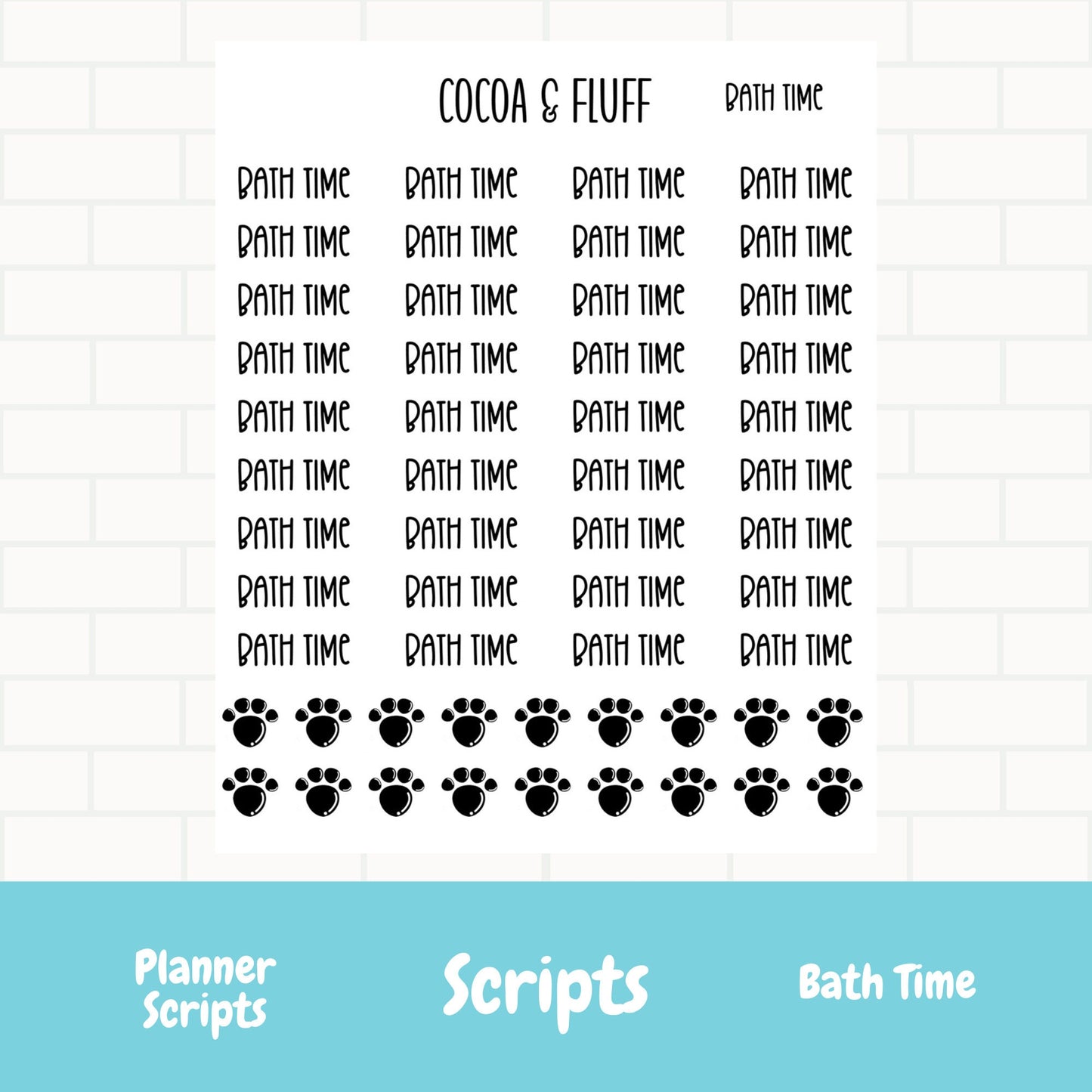 Bath Time Script Stickers