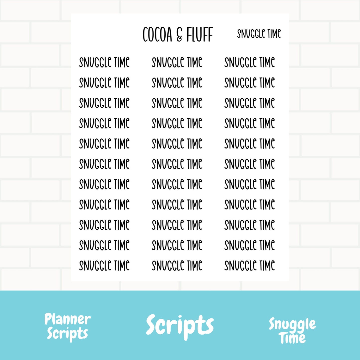 Snuggle Time Script Stickers