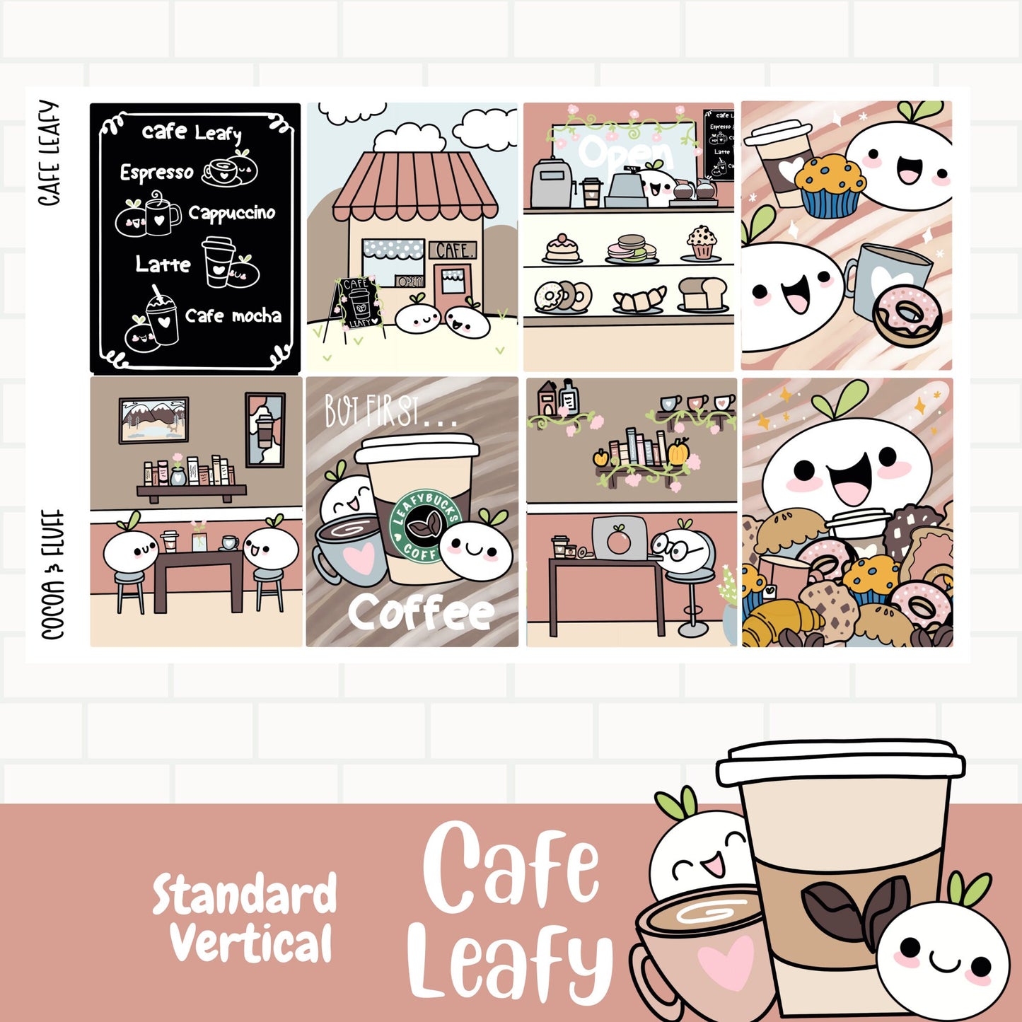 Cafe Leafy Standard Vertical Weekly Sticker Kit