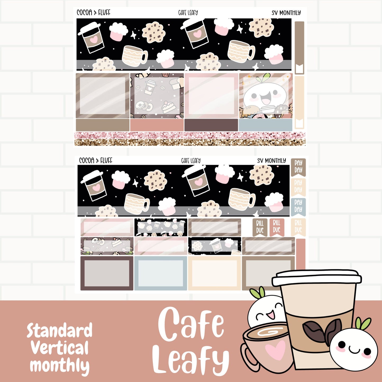 Cafe Leafy Standard Vertical Monthly Sticker Kit