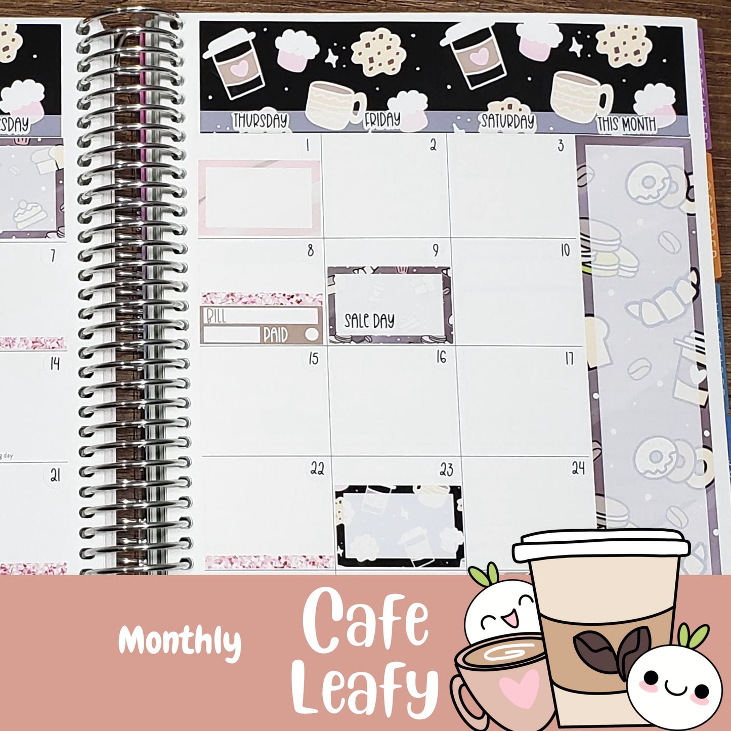 Cafe Leafy Standard Vertical Monthly Sticker Kit
