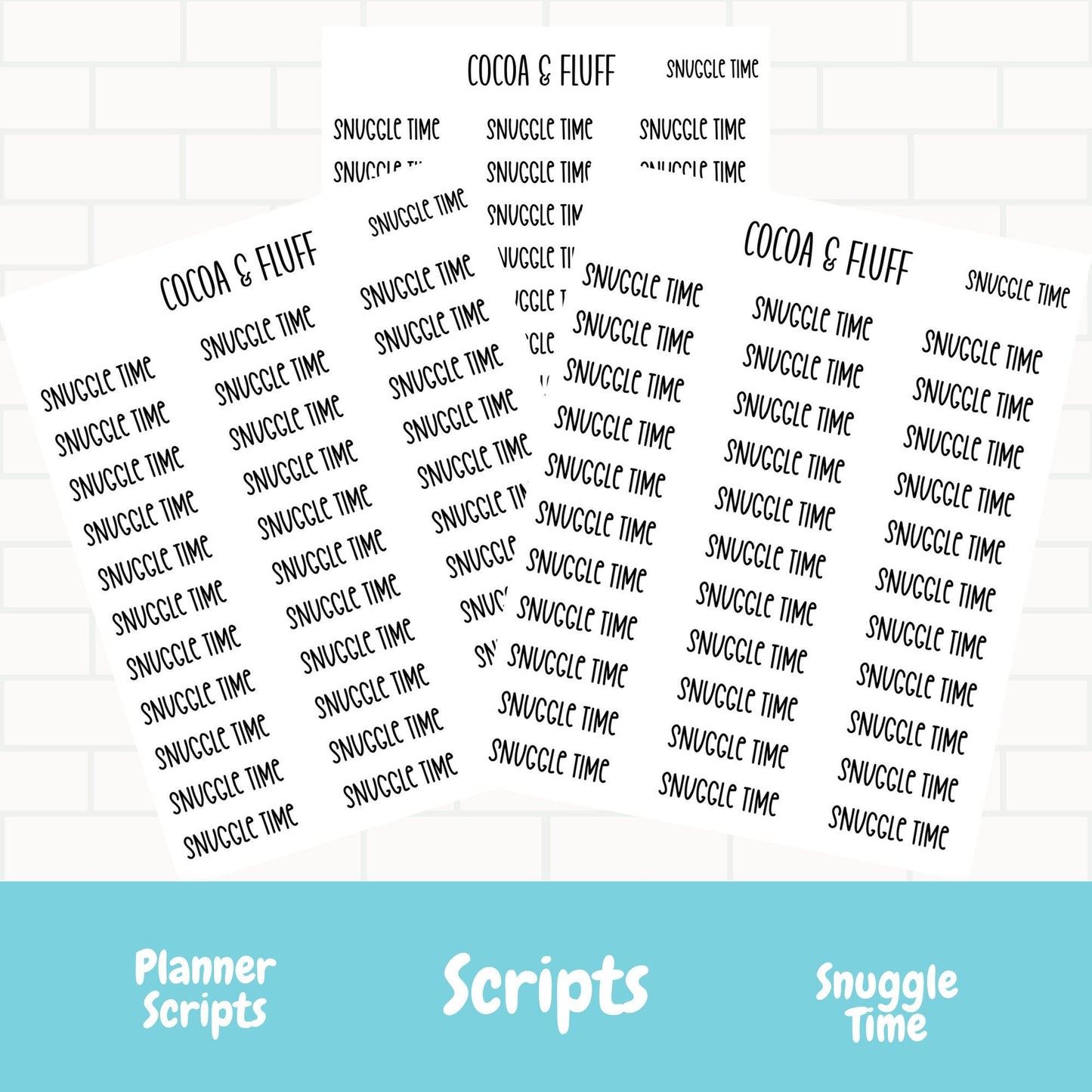 Snuggle Time Script Stickers