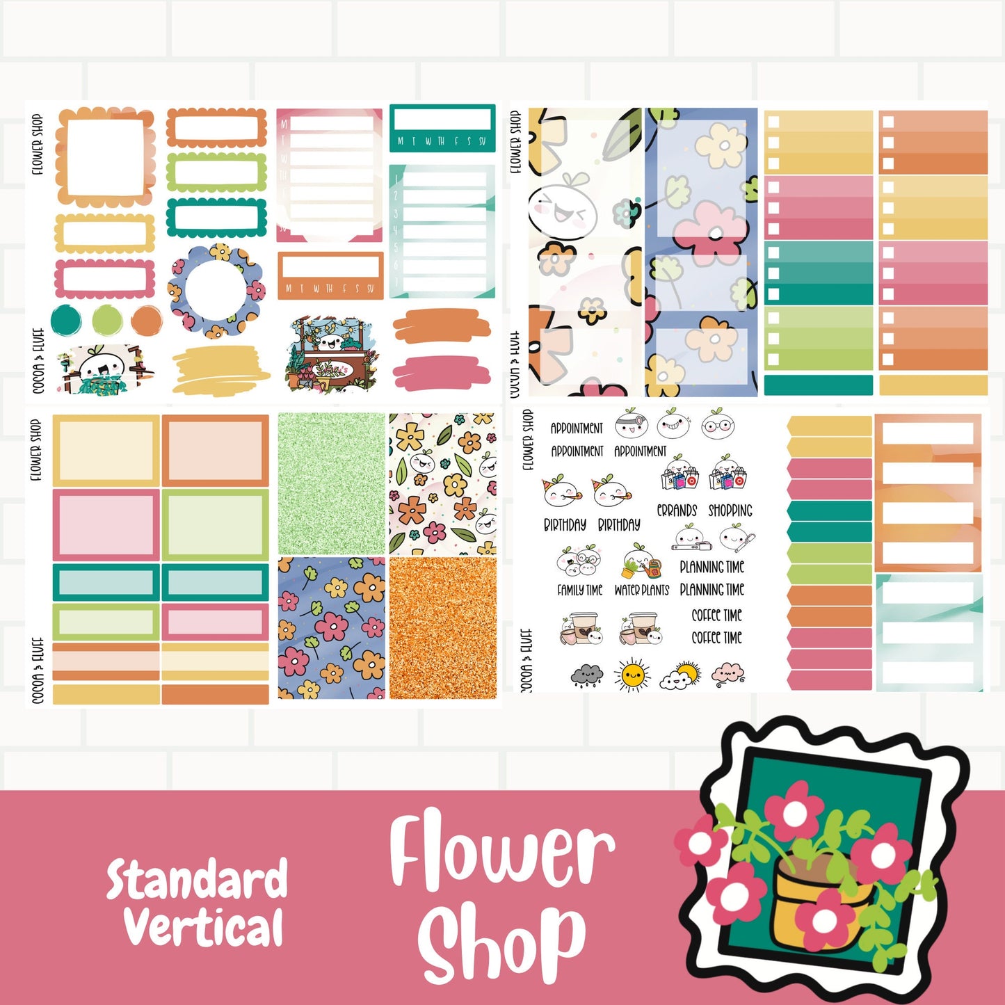 Flower Shop Standard Vertical Weekly Sticker Kit
