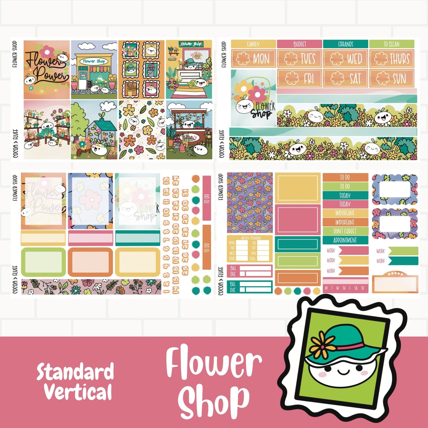 Flower Shop Standard Vertical Weekly Sticker Kit