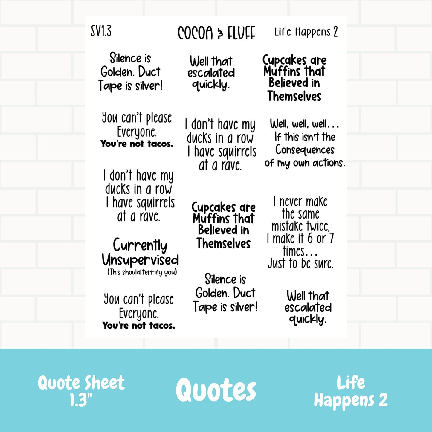 Life Happens 2 Planner Sticker Quotes