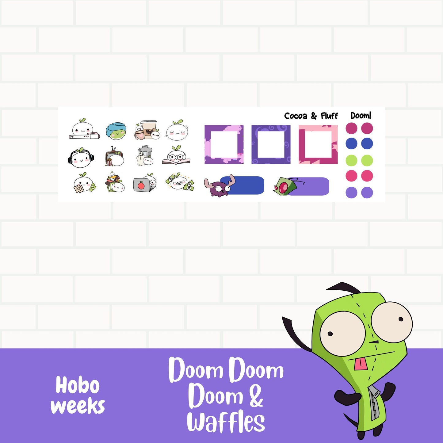 Doom Doom Doom & Waffles Hobonichi Weeks Weekly Sticker Kit