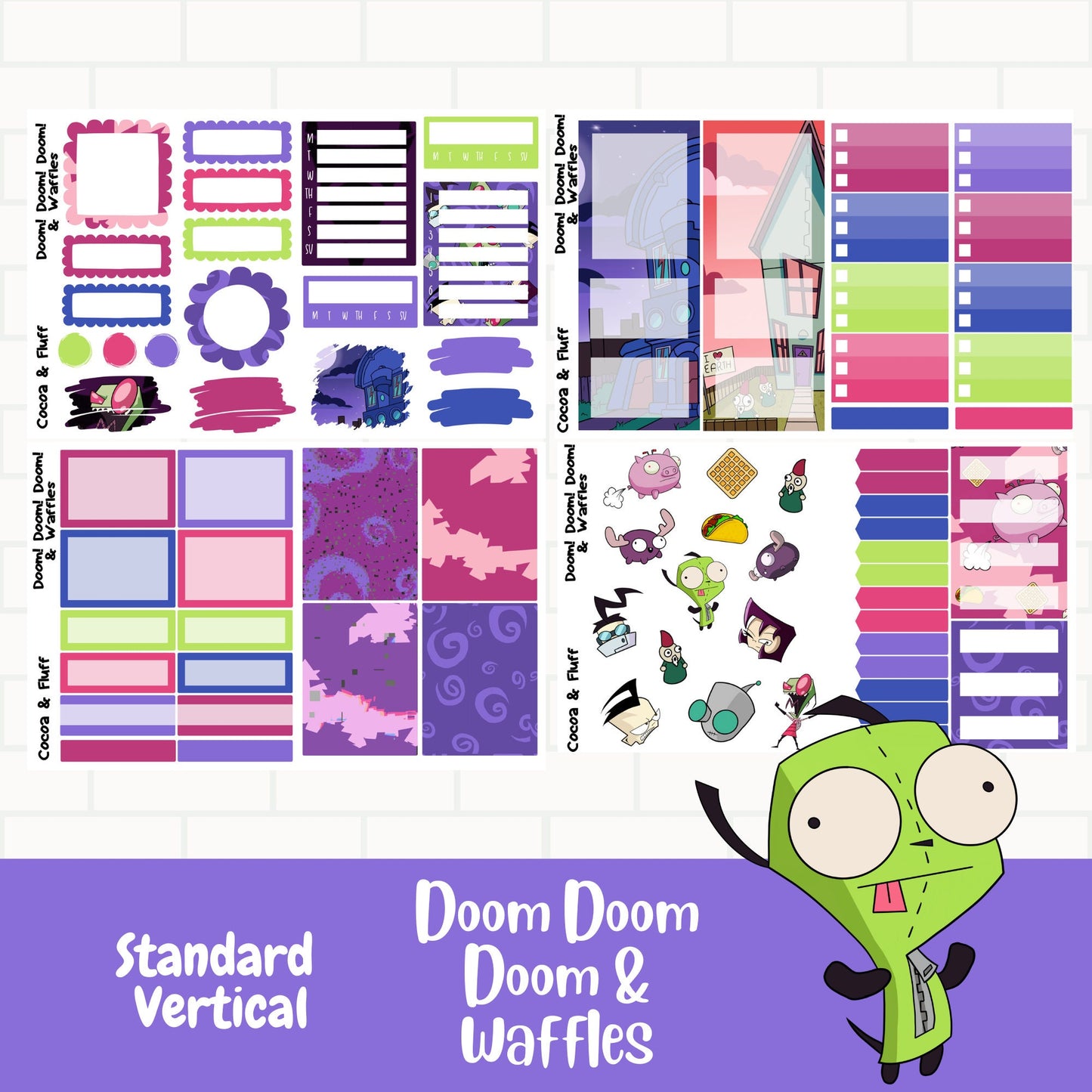 Doom Doom Doom & Waffles Standard Vertical Weekly Sticker Kit