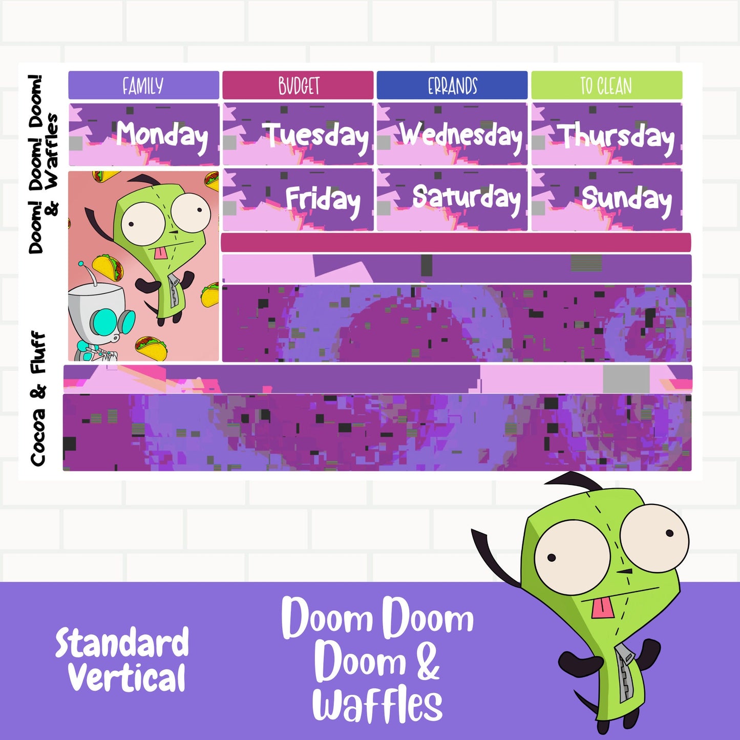 Doom Doom Doom & Waffles Standard Vertical Weekly Sticker Kit