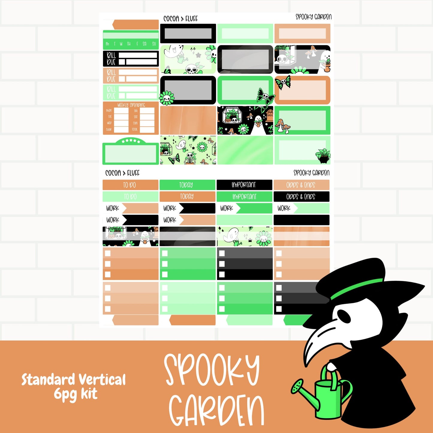 Spooky Garden Standard Vertical Weekly Sticker Kit