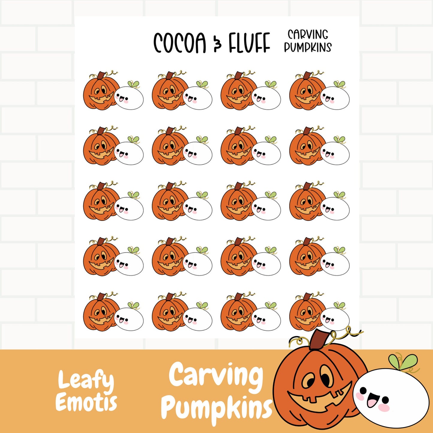 Pumpkin Carving Leafy Planner Icons