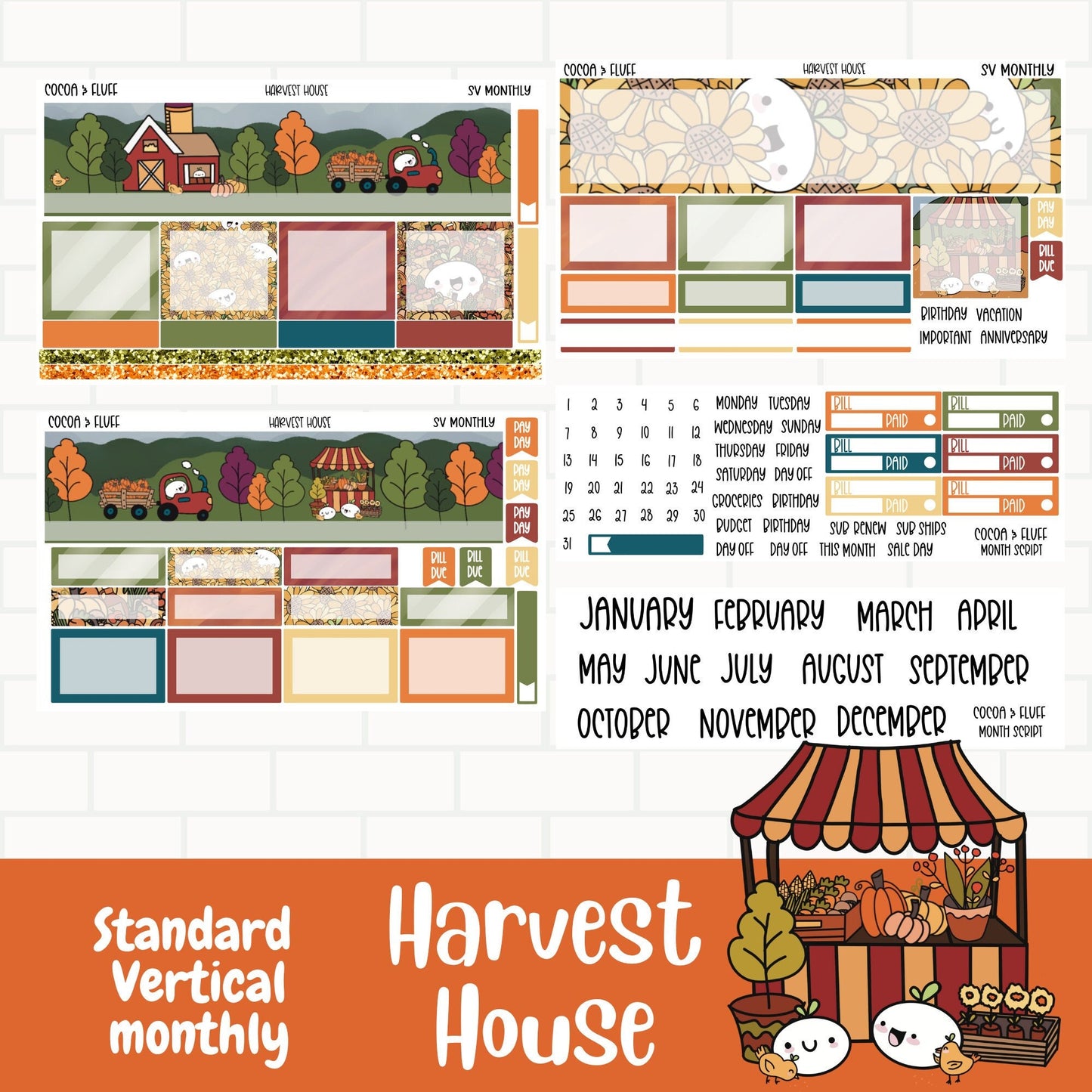 Harvest House Standard Vertical Monthly Sticker Kit