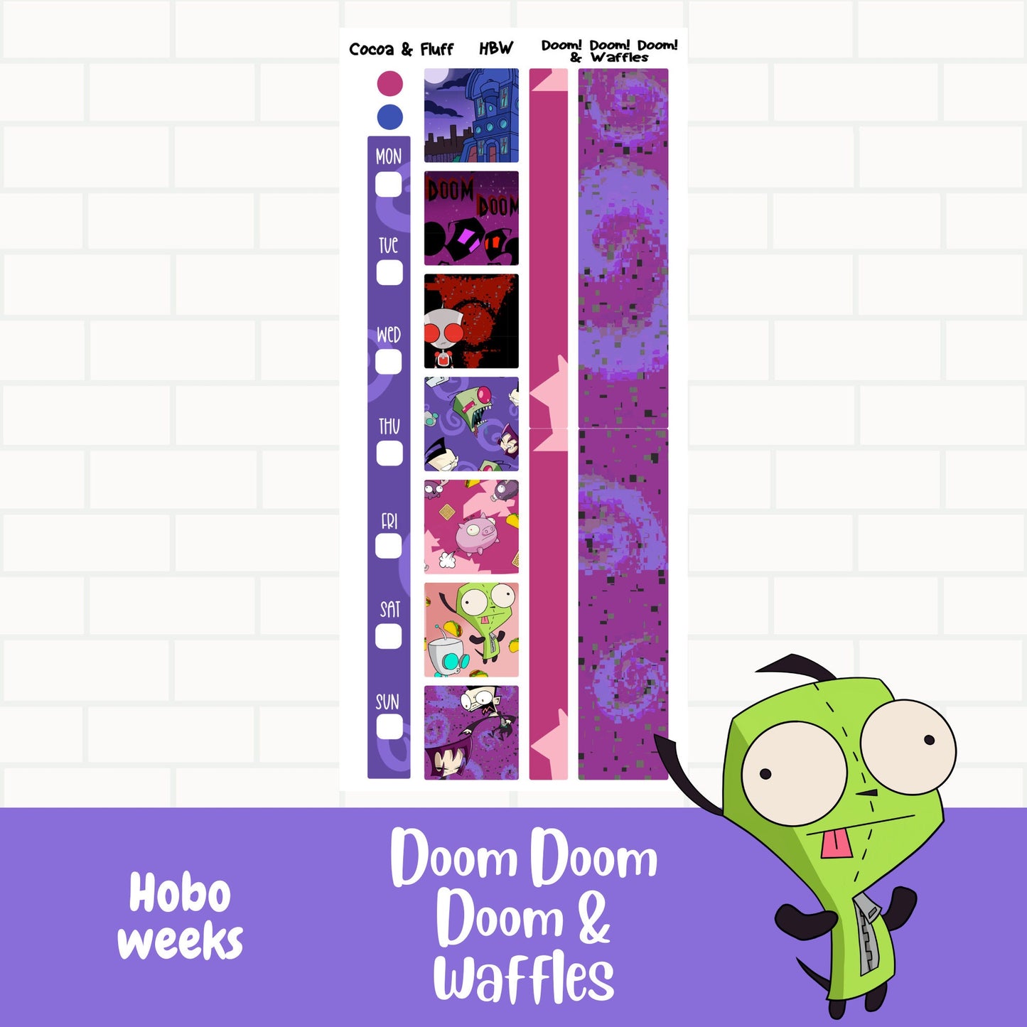 Doom Doom Doom & Waffles Hobonichi Weeks Weekly Sticker Kit