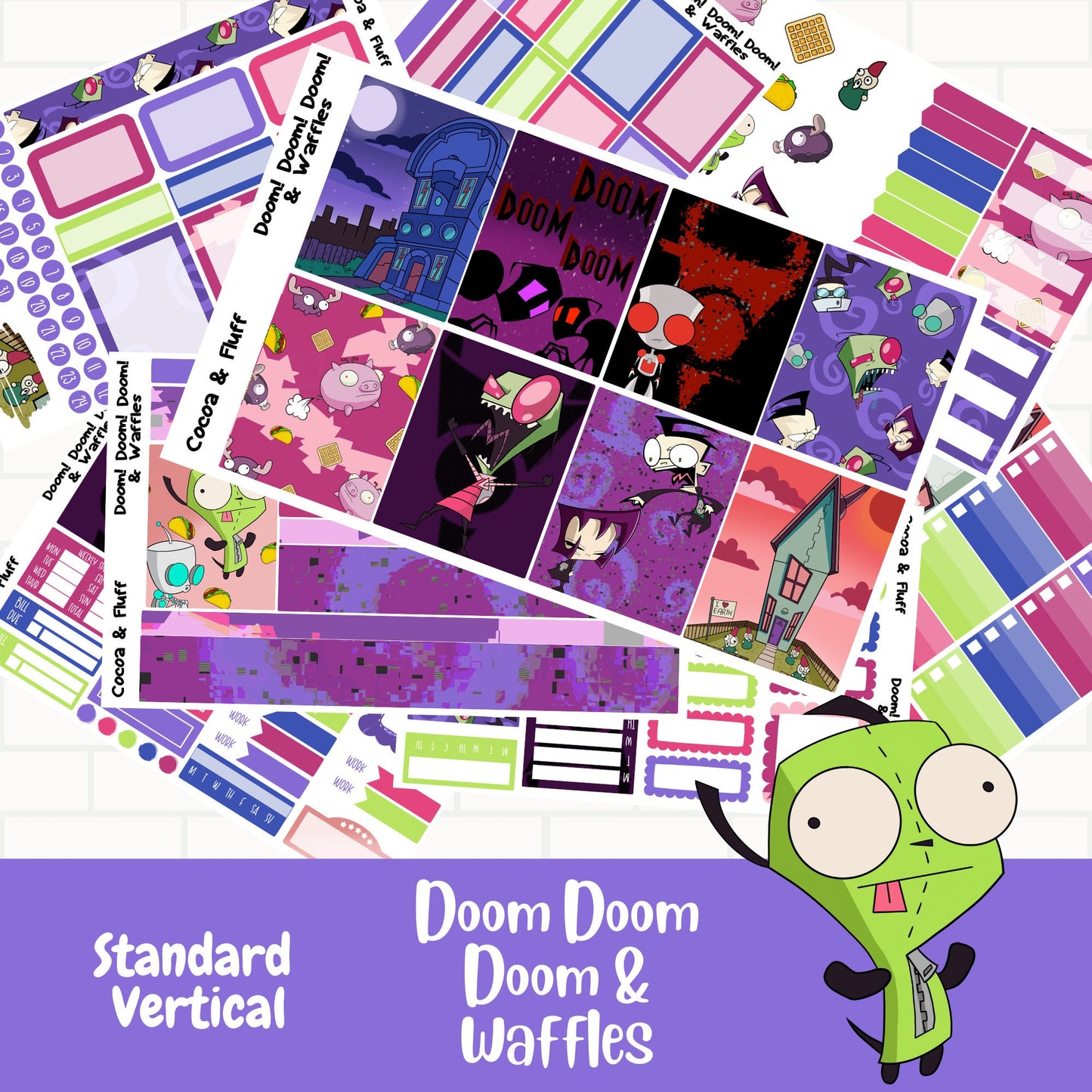 Doom Doom Doom & Waffles Standard Vertical Weekly Sticker Kit