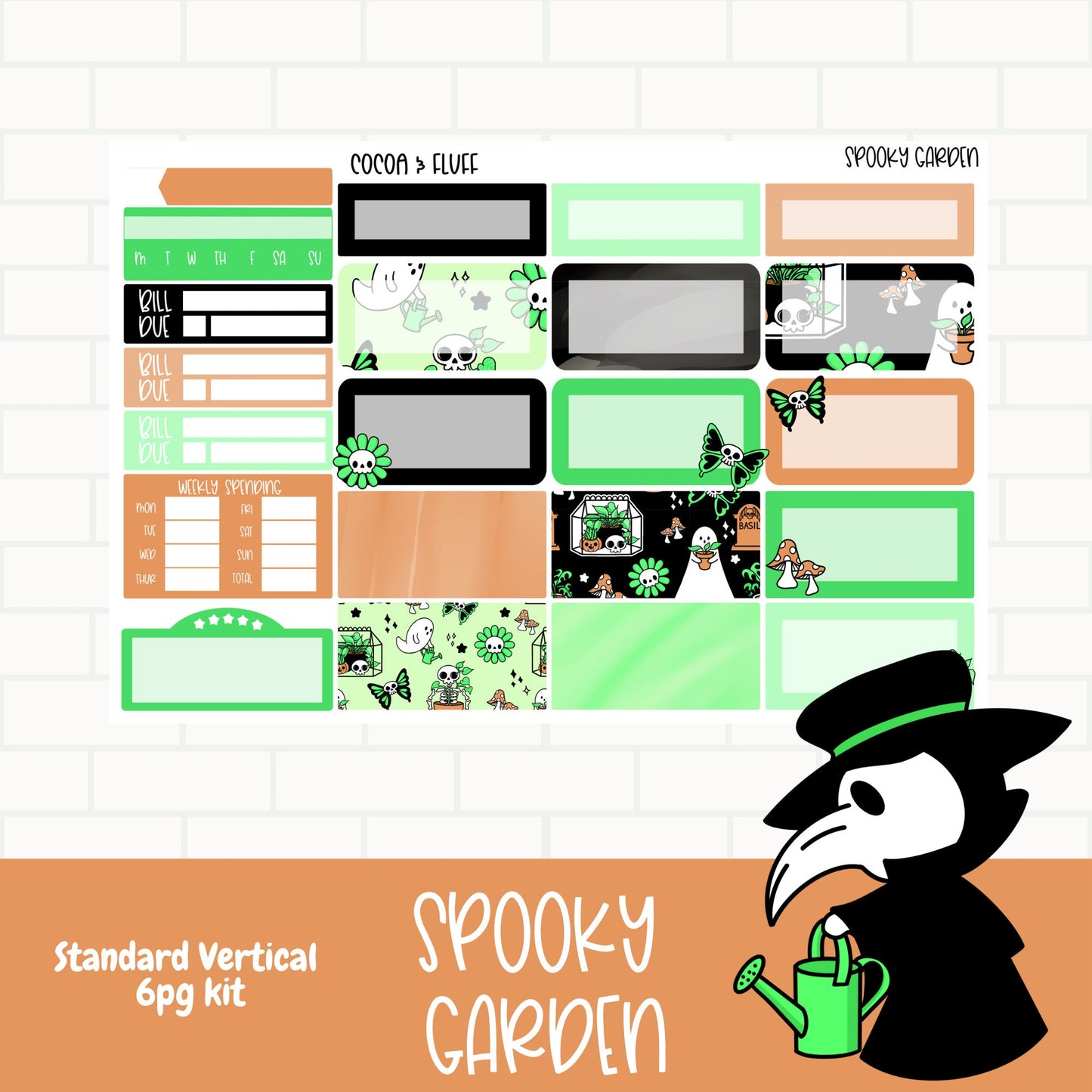 Spooky Garden Standard Vertical Weekly Sticker Kit